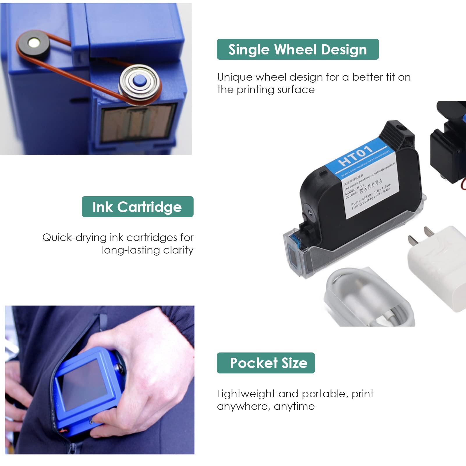 Portable Handheld Inkjet Printer with LED - Compact Mobile Coding Machine for Barcodes, Labels, Dates & Text | Perfect for Warehouse, Retail & Shipping Label Printing