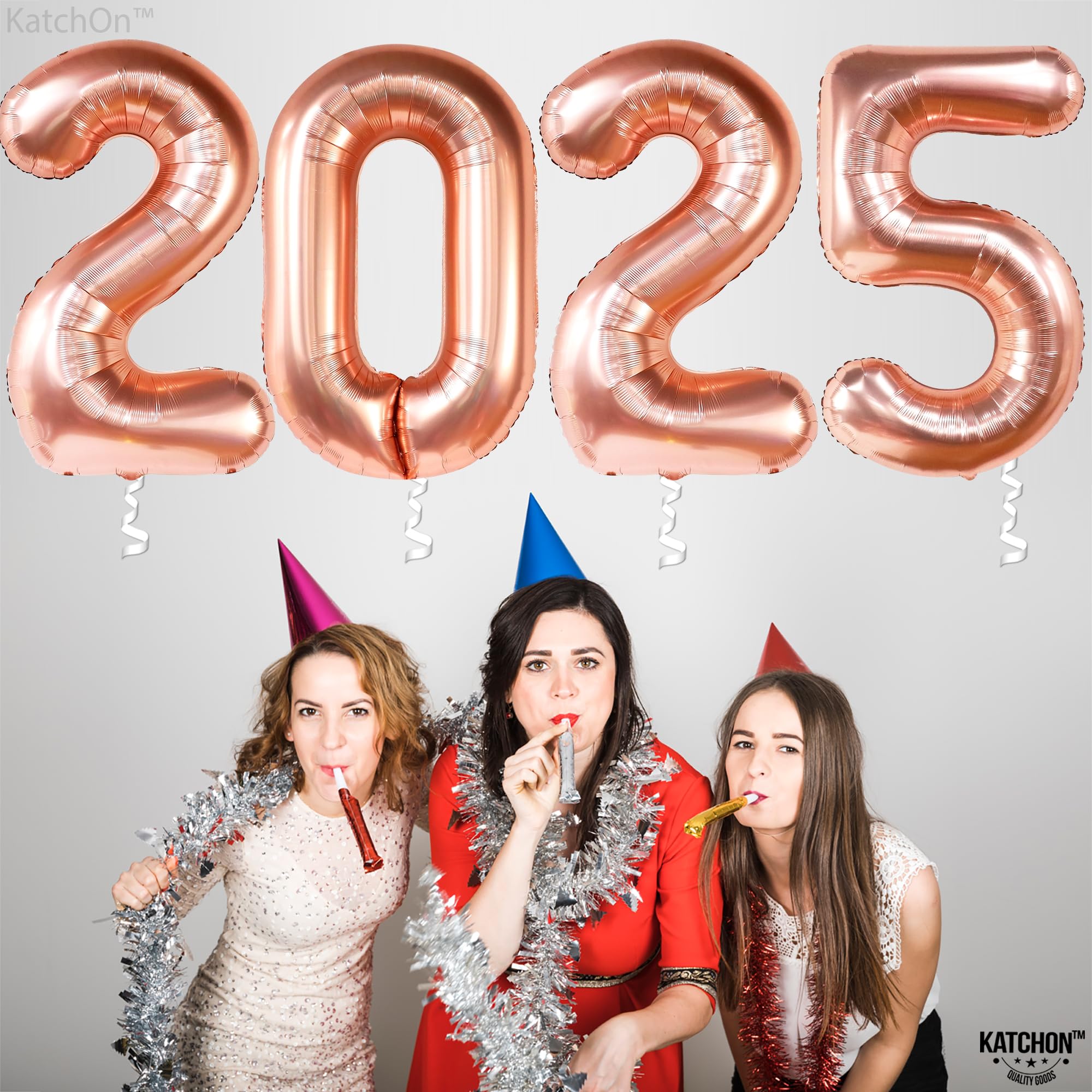 KatchOn 42 Inch Giant Rose Gold 2025 Graduation Balloons - Class of 2025 Party Decorations | Large Metallic Rose Gold Balloons for Graduation Ceremony, Photo Backdrops & Celebration Decor