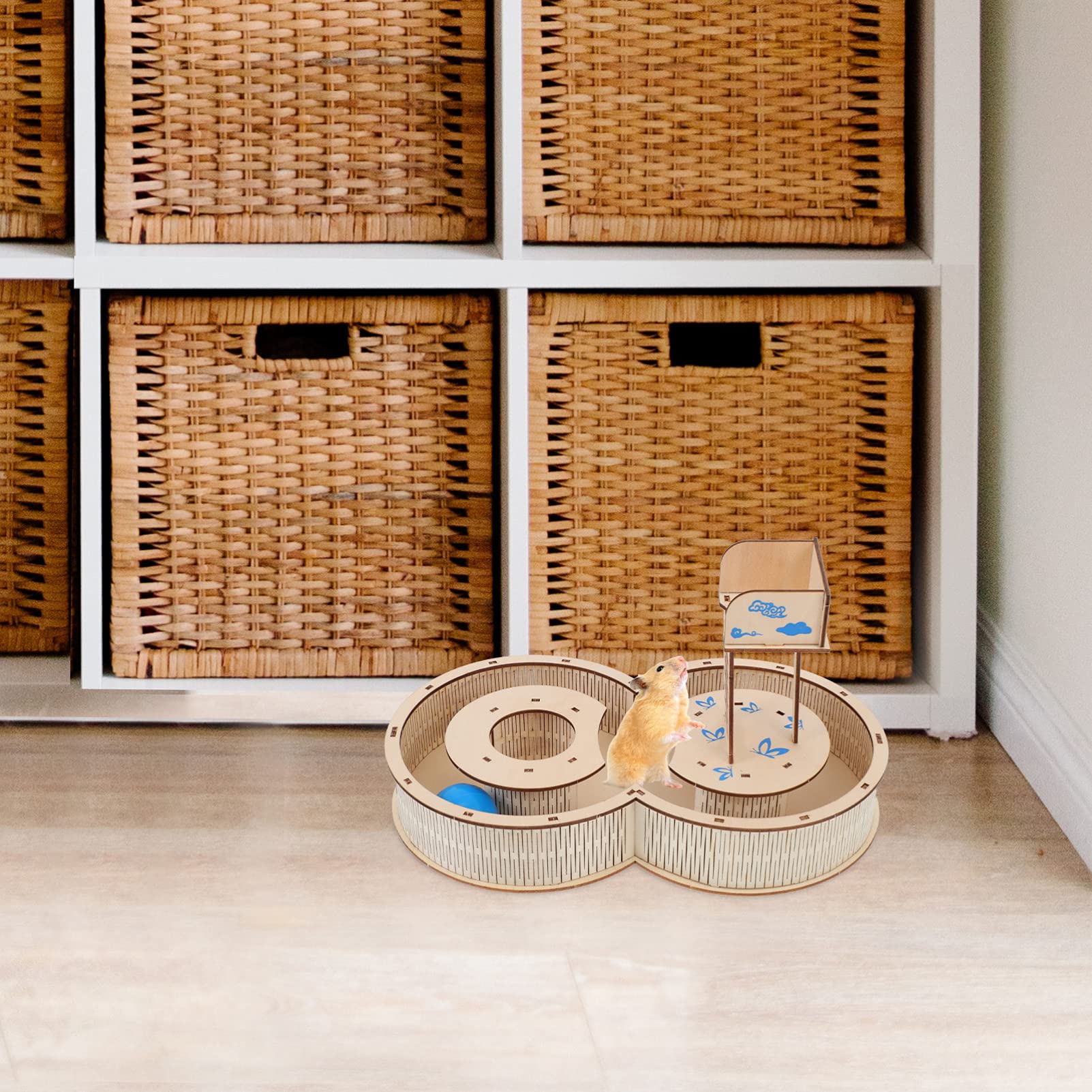 Balacoo Natural Wooden Hamster Maze Toy - Creative Gerbil Labyrinth House for Small Pets (Mice, Hamsters) - Fun Interactive Habitat & Hideout for Play & Exercise - Perfect for Cage Enrichment & Mental Stimulation