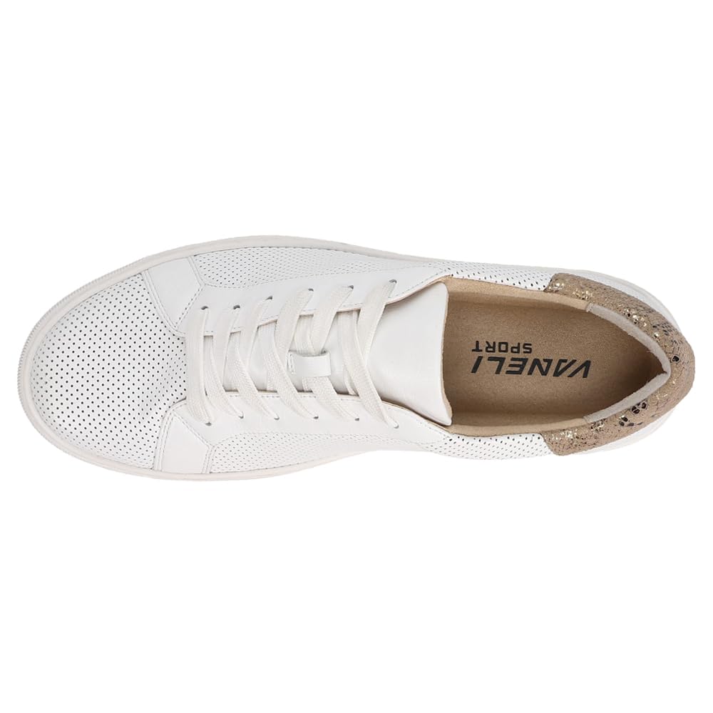 VANELi Women's Coyle Perforated Lace Up Sneakers - Breathable Casual Walking Shoes in Off White | Comfortable for Work, Travel & Everyday Wear