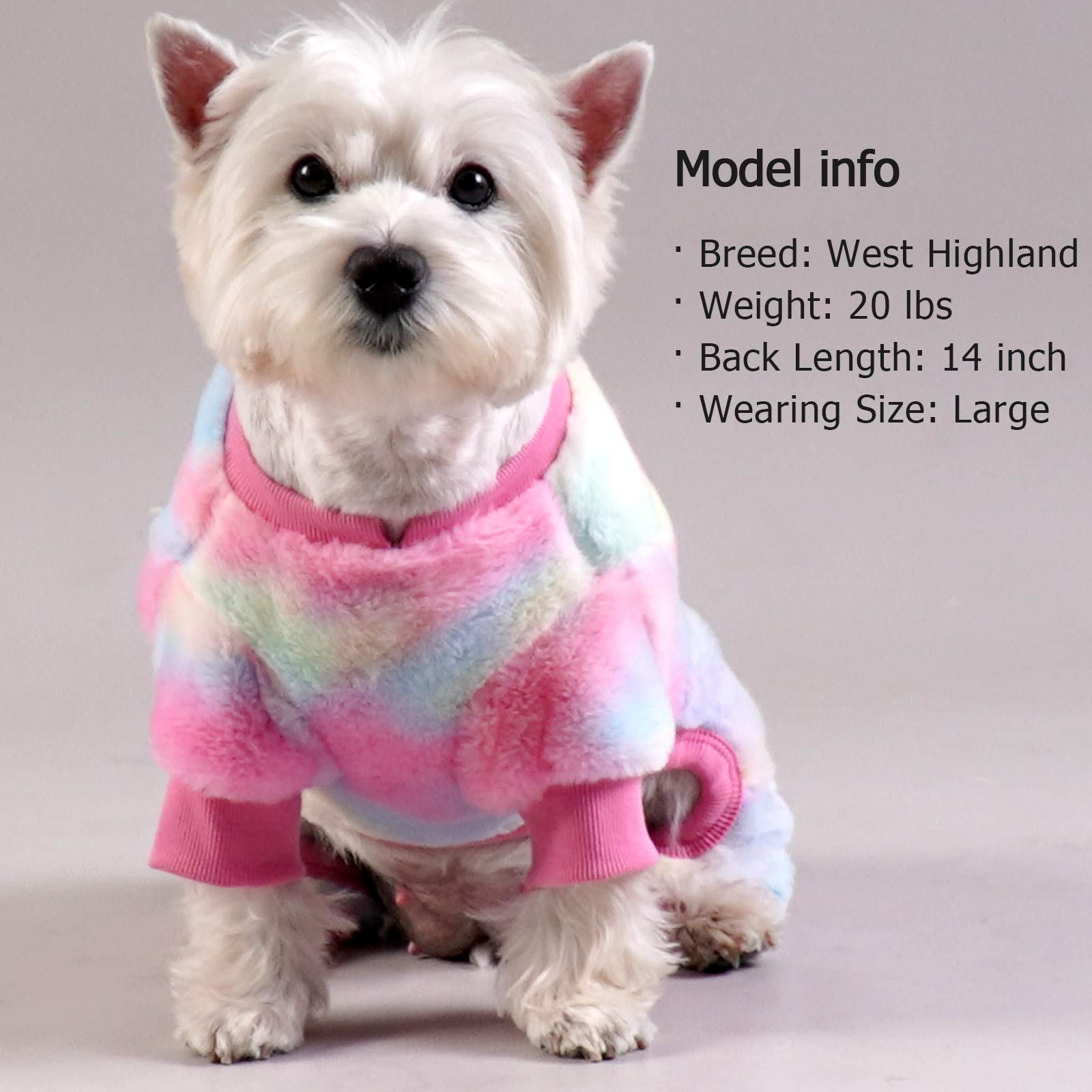 KYEESE Rainbow Tie Dye Dog Pajamas - Soft Velvet Onesie Sweater for Small & Medium Dogs | Cozy Pet Pjs for Indoor Lounging & Winter Warmth
