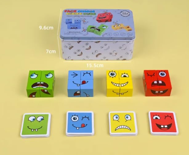 Toy Imagine Cube Face Game - Fun & Educational Puzzle for Kids Ages 3+ | 4 Colorful Cubes & Matching Cards | Memory & Recognition Skill Development | Perfect for Preschool Learning, Family Game Night & Travel Activities