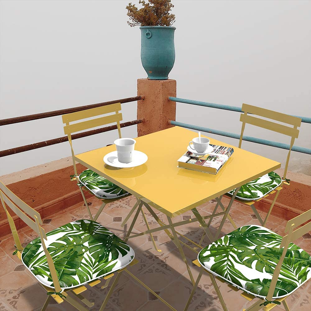 LVTXIII 2-Pack Indoor/Outdoor Chair Cushions with Ties - 16x17 Inch Patio Seat Pads for Garden, Home & Office Furniture - Durable Palm Green Cushions for Dining Chairs, Lounge Chairs & Deck Furniture
