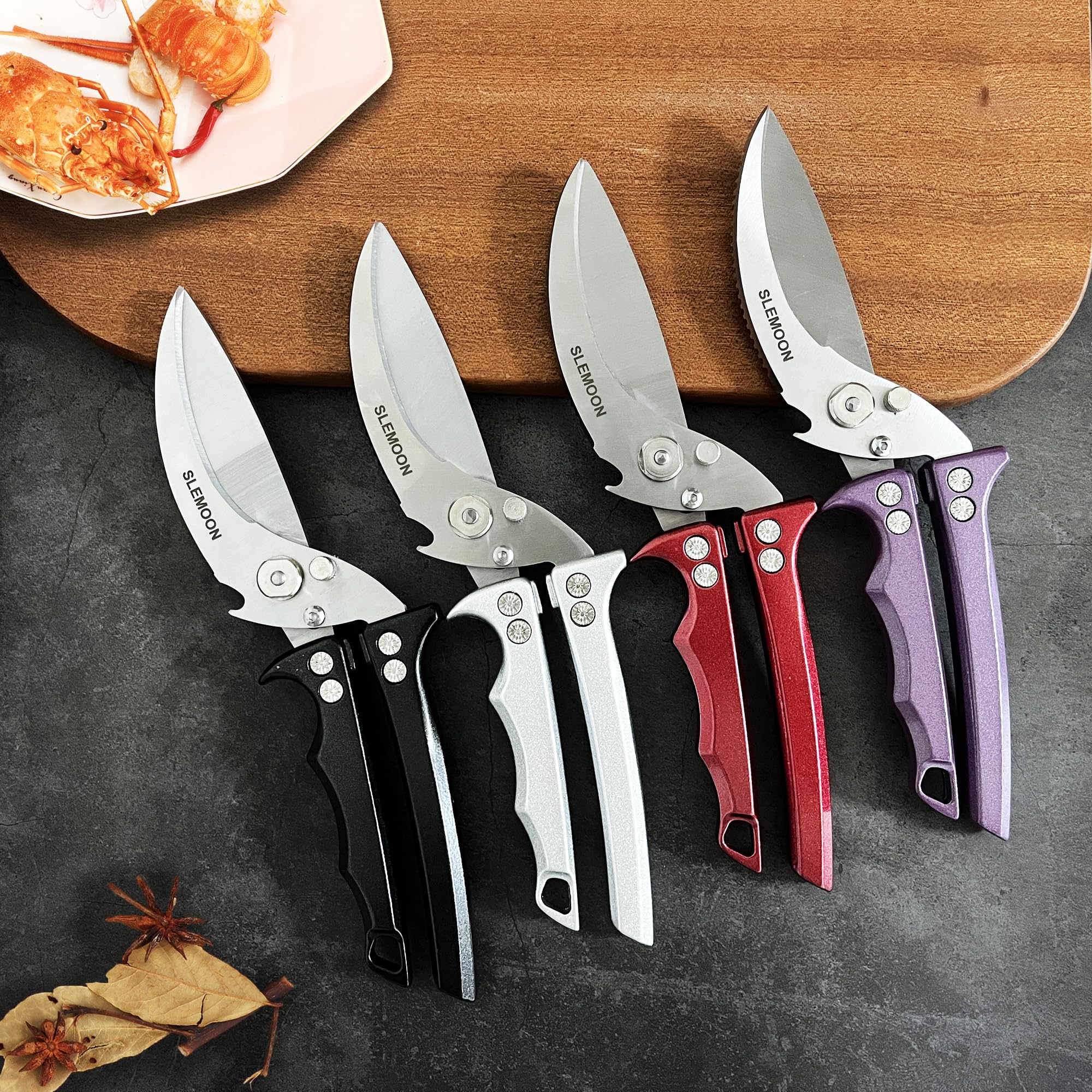 Heavy Duty Stainless Steel Poultry Shears for Chicken, Turkey, and Meat Cutting - Dishwasher Safe Kitchen Scissors with Burgundy Gift Box, Perfect for Thanksgiving and Holiday Meal Prep