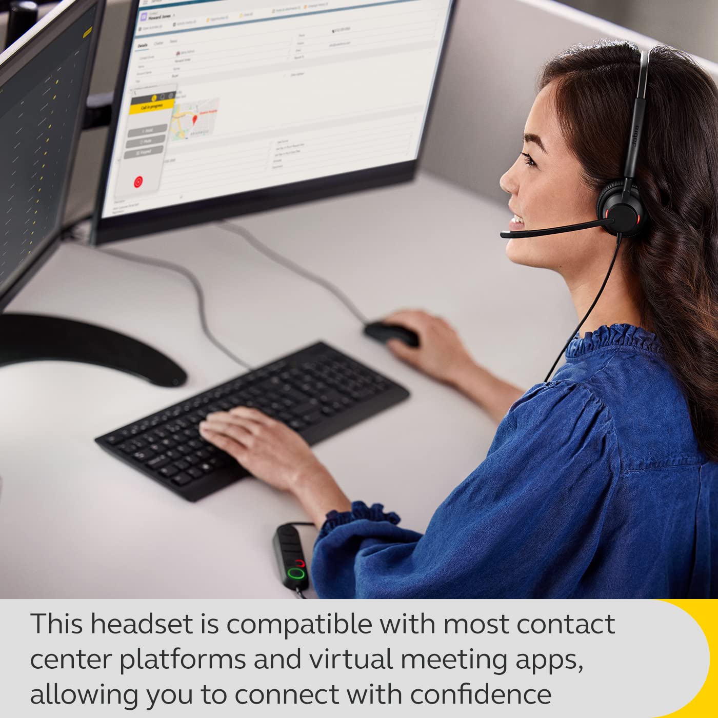 Jabra Engage 40 Wired Stereo Headset with Noise-Cancelling Microphone & USB-A Cable - Ultra-Lightweight Office Headphones for Zoom, Teams, Unify - Perfect for Remote Work, Call Centers & Video Conferencing (Black)