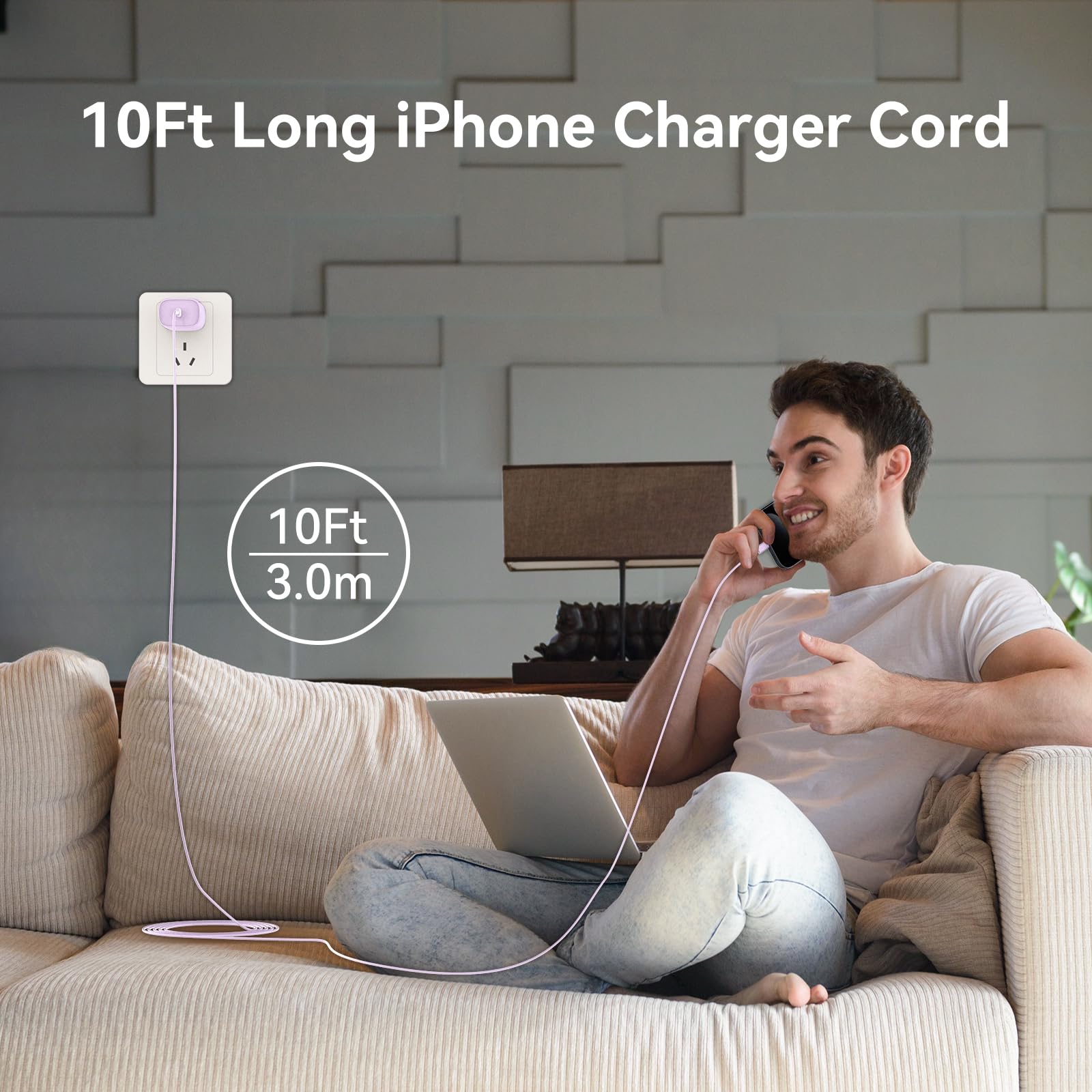 20W USB C Fast Charger Block & 10Ft USB C to C Cable - Fast Charging for iPhone 15 Pro Max/15 Pro/15 Plus, Galaxy S24 Ultra - Perfect for Home, Office & Travel Charging Needs