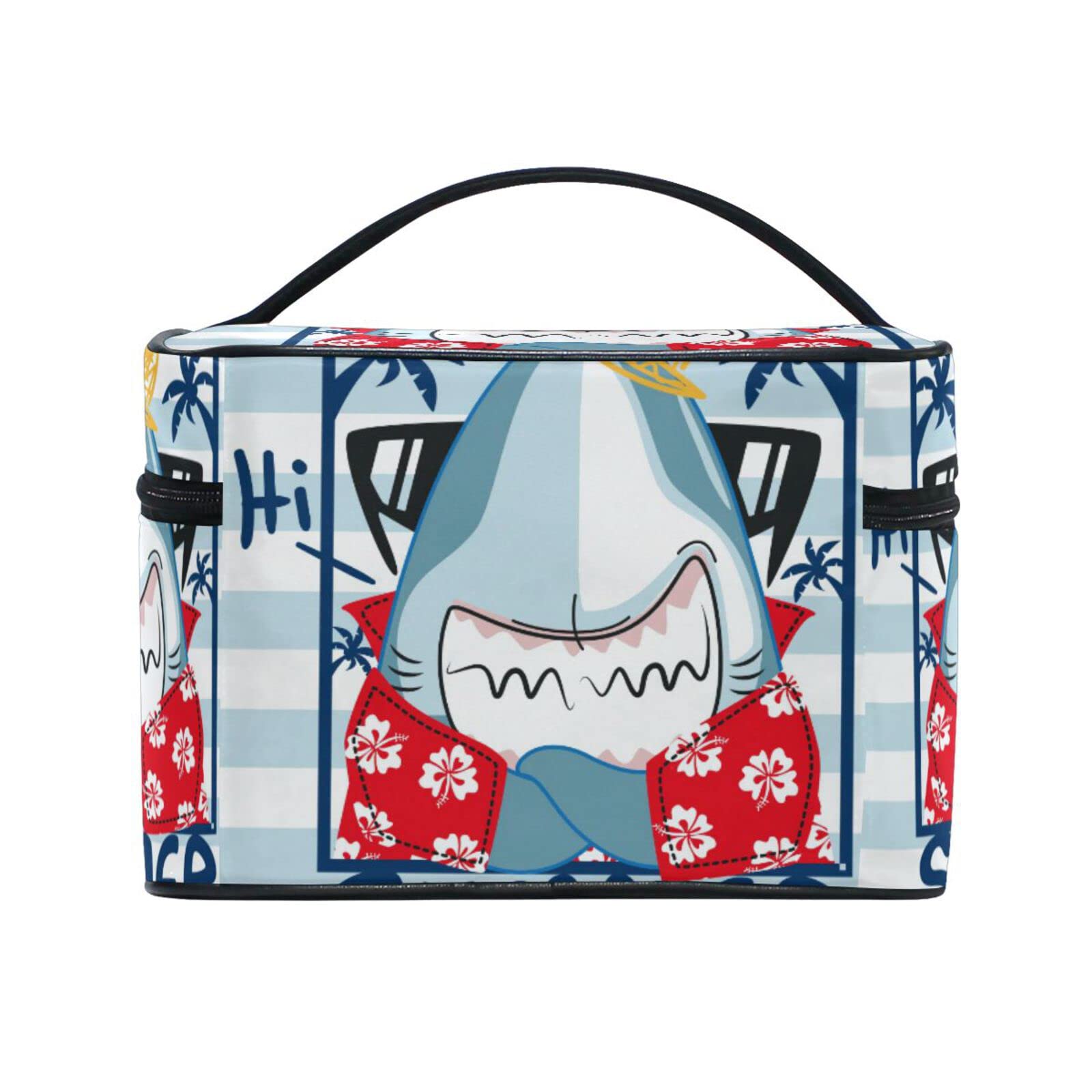 Cute Shark Cosmetic Bag - Waterproof Makeup Pouch & Toiletry Organizer for Women & Girls | Travel, Gym, Beach Essentials Storage | Summer Cool Zippered Case