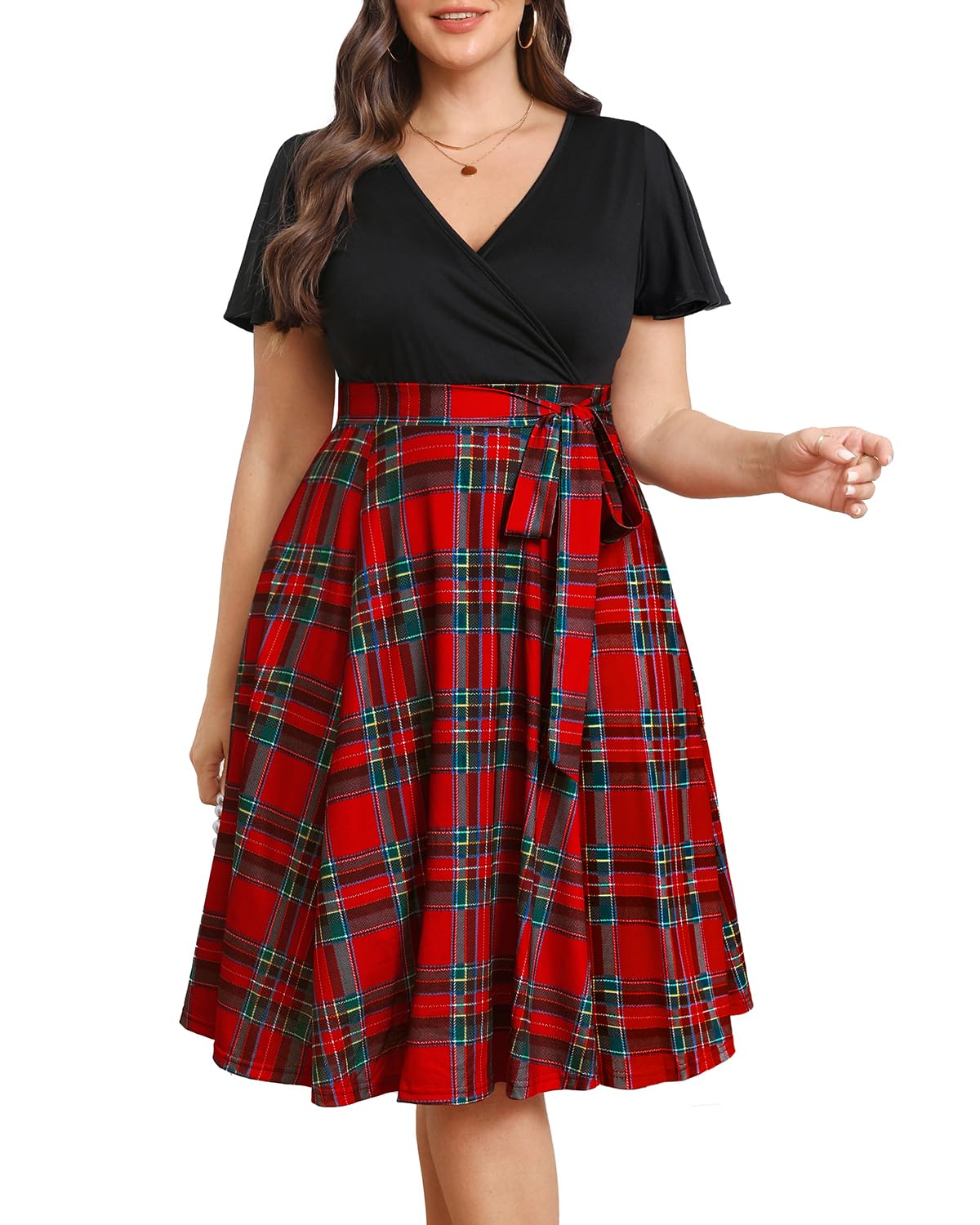 Elegant Plus Size Women's Cocktail Wrap Dress for Wedding Guest - Semi Formal Empire Waist Midi Dress | Perfect for Parties, Bridal Showers & Special Occasions