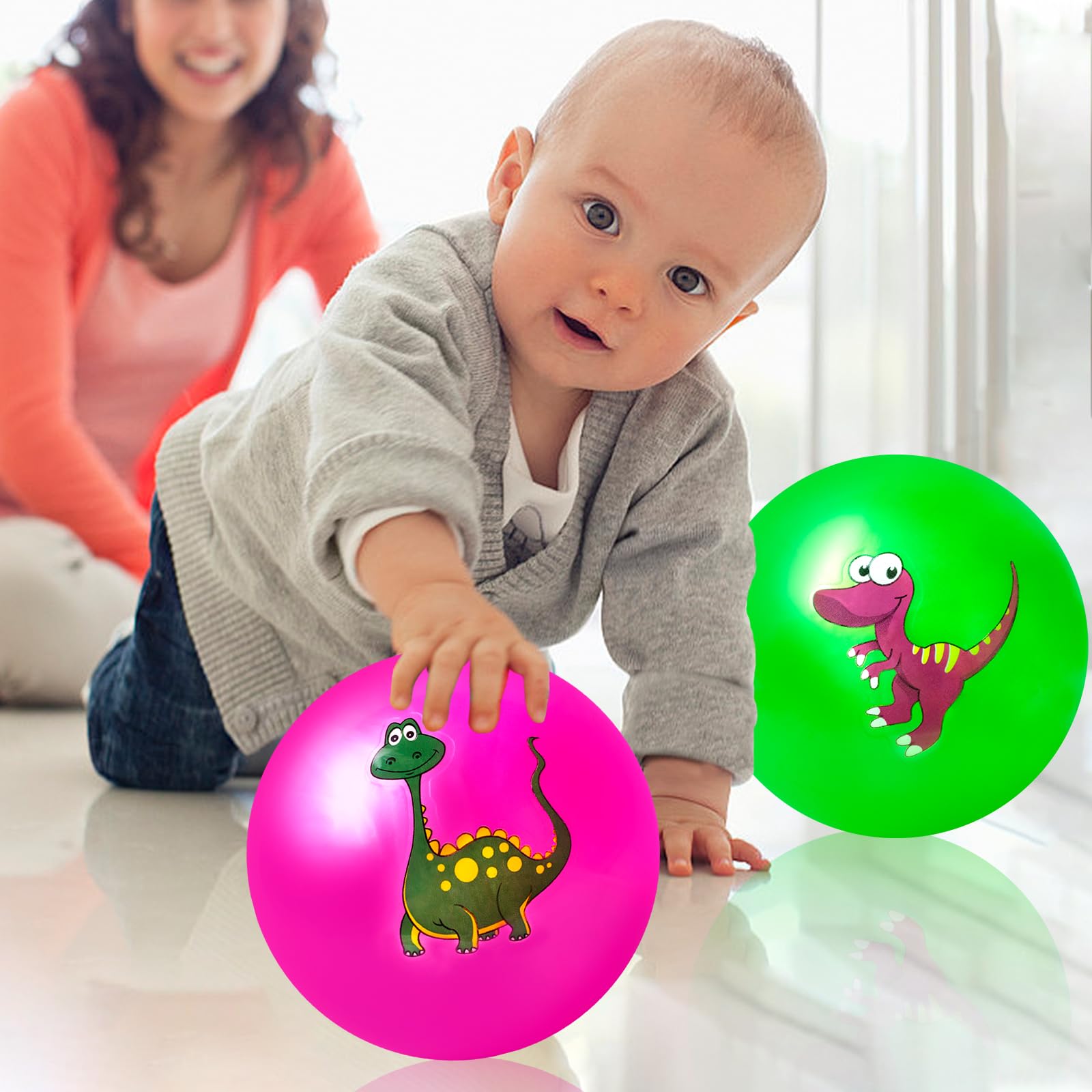 **Hymaz 9 Inch 5-Pack Bouncy Balls for Toddlers & Kids - Soft Rubber Inflatable Sensory Balls with Pump - Perfect for Indoor, Outdoor, Beach, Playground, Backyard, Pool & Classroom Games**