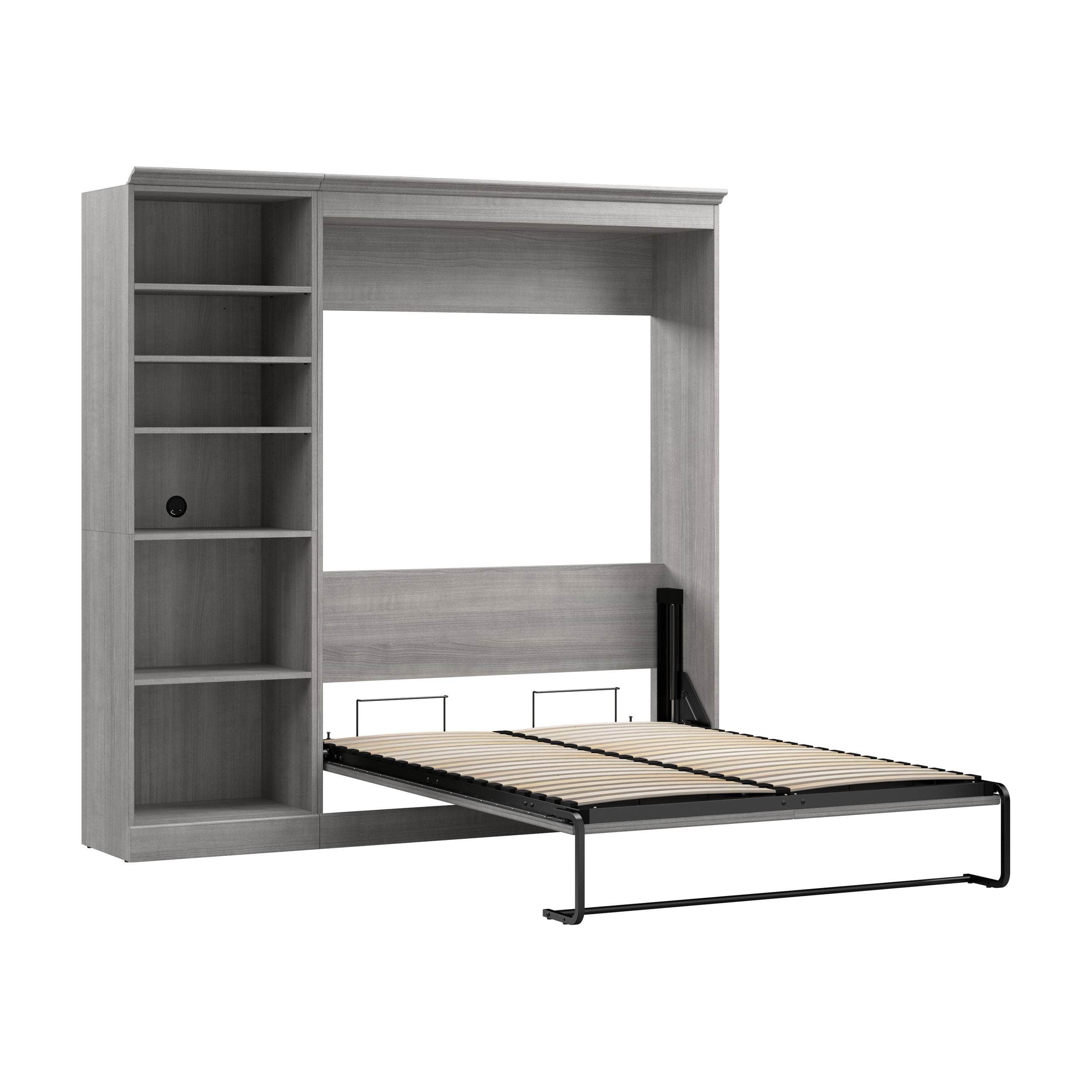 Space-Saving Full Murphy Wall Bed with Built-In Storage Unit - 3 Color Options for Bedroom, Guest Room, or Studio Apartment