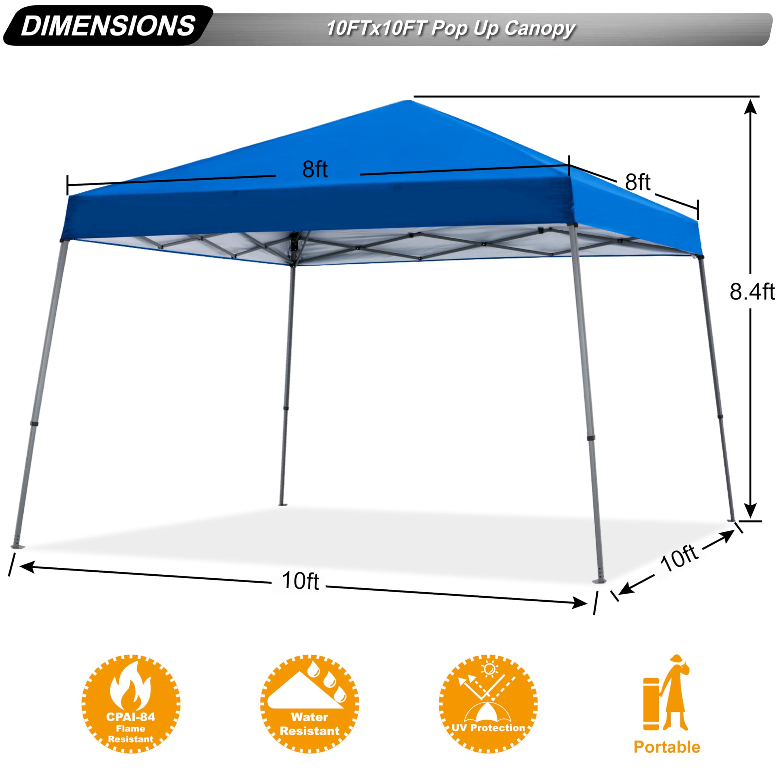 ABCCANOPY Stable Pop Up Outdoor Canopy Tent - Waterproof Instant Shelter for Camping, Beach, Picnic, Backyard Parties & Outdoor Events (Blue)