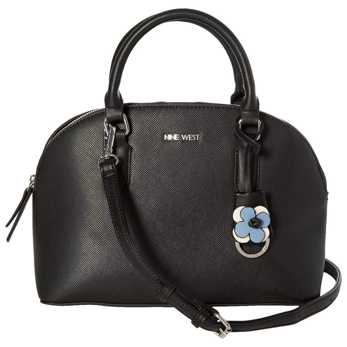 Nine West Logo Purse Handbag Crossbody & Wristlet 2-Piece Set - Black Floral Design for Women | Perfect for Work, Travel, and Evening Outings