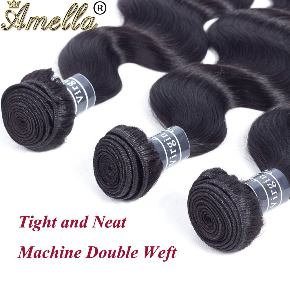 Amella Hair 8A Brazilian Body Wave Bundles - 100% Unprocessed Virgin Human Hair Weave (20