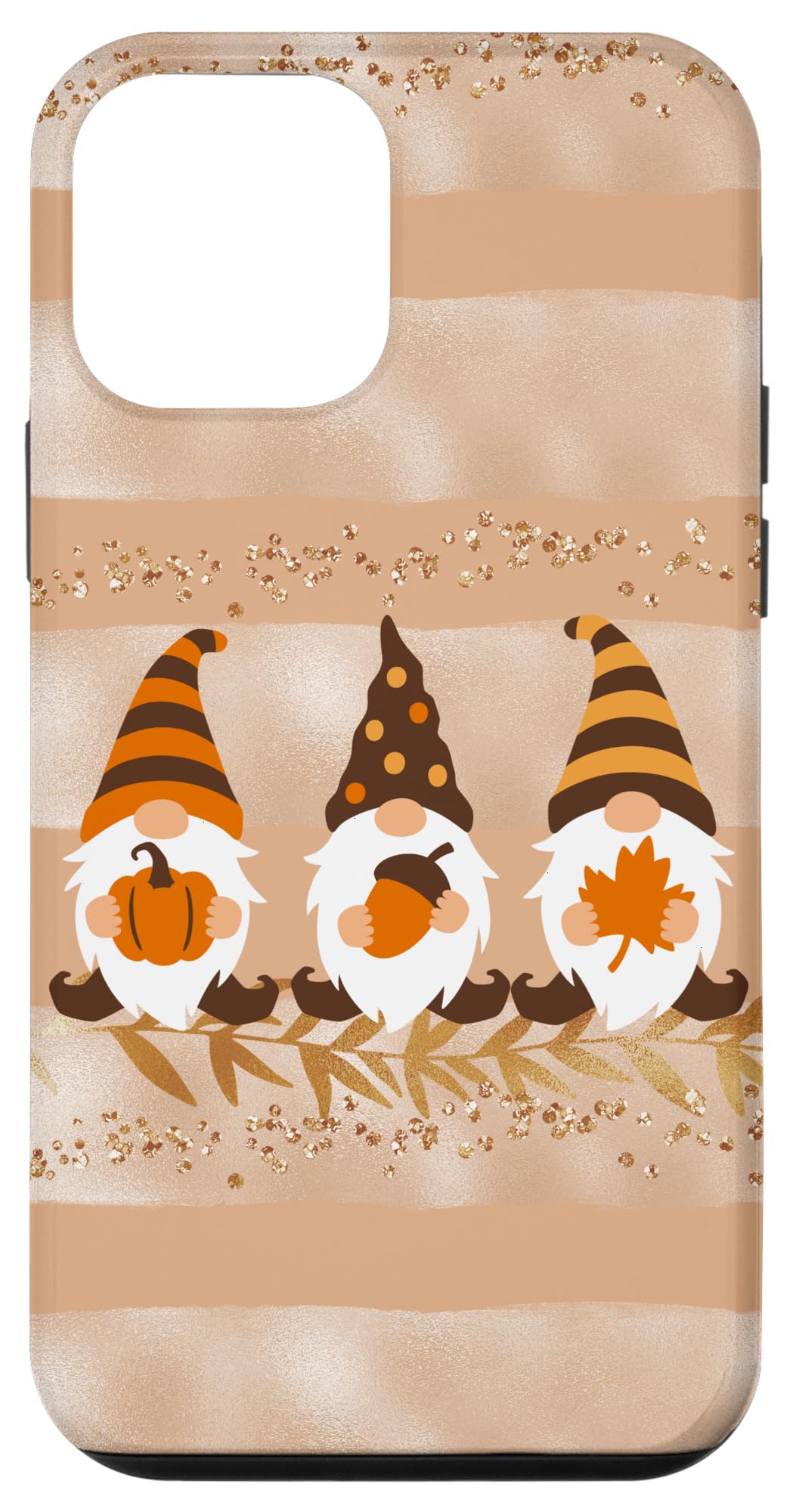 iPhone 12 Mini Phone Case - Modern Pastel Cute Beige Gnome Design for Fall & Autumn | Protective Cover for Everyday Use & Seasonal Style