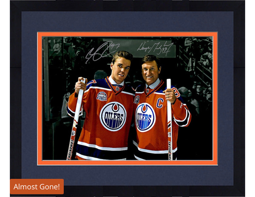 Authentic Autographed Connor McDavid & Wayne Gretzky Edmonton Oilers 16x20 Framed Photo - Limited Edition of 100 by Upper Deck - Perfect for Hockey Memorabilia Collectors & Man Cave Decor