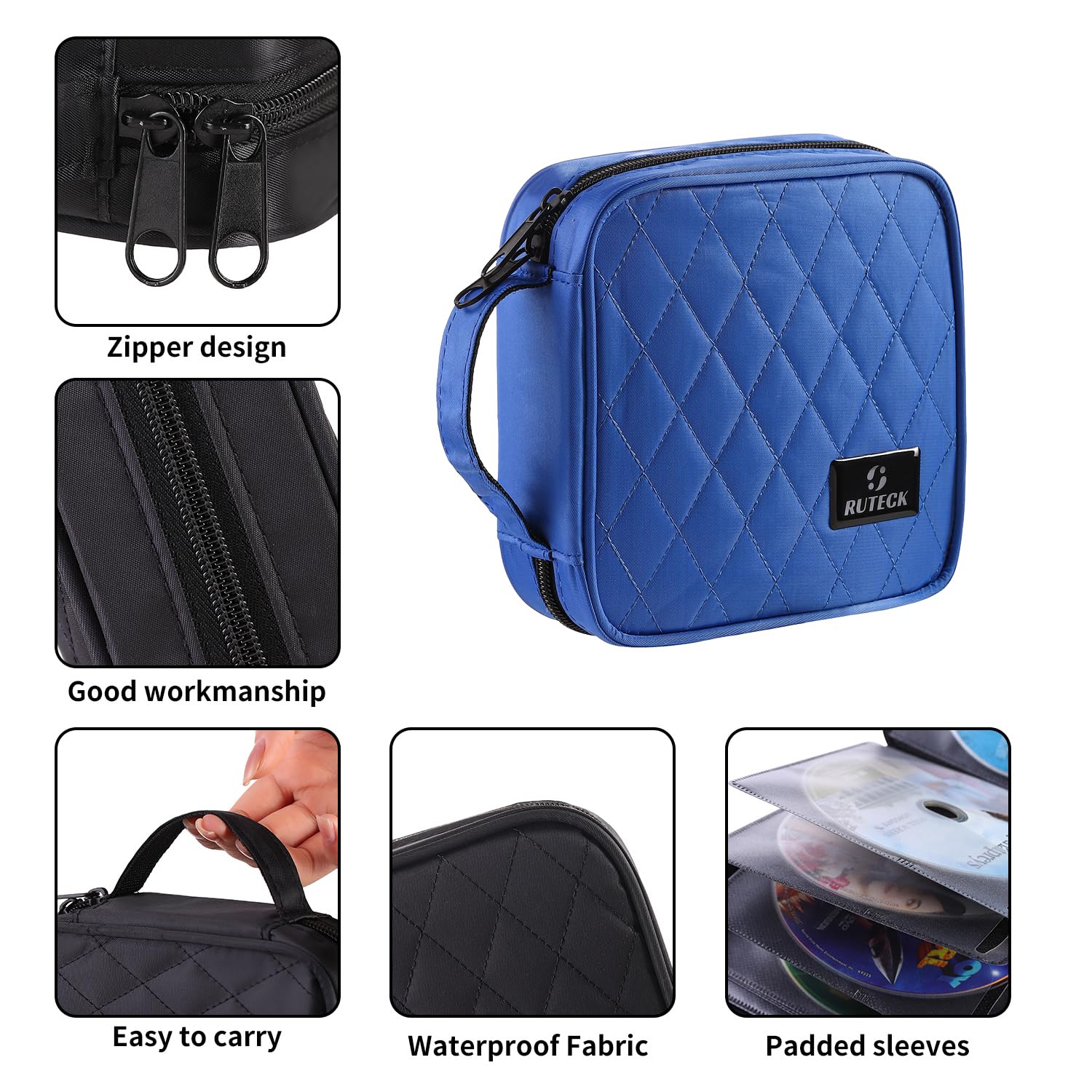 Rutecck DVD Storage Case & Organizer - Portable CD Wallet Holder for Car, Home, Travel | Perfect for Road Trips, Movie Collections & Office Organization
