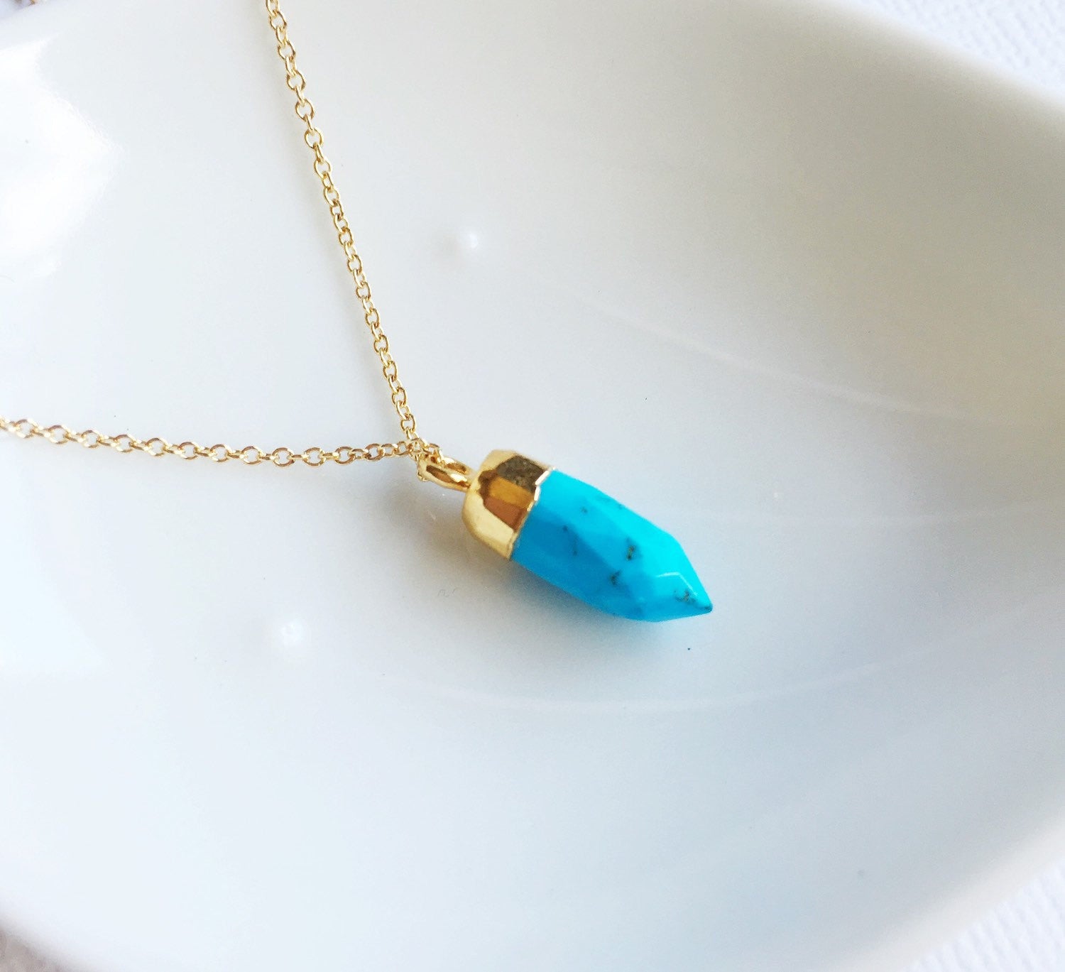 Turquoise Spike Necklace (N212) - Bohemian Style Jewelry for Women, Handmade Beaded Pendant for Casual & Festival Wear