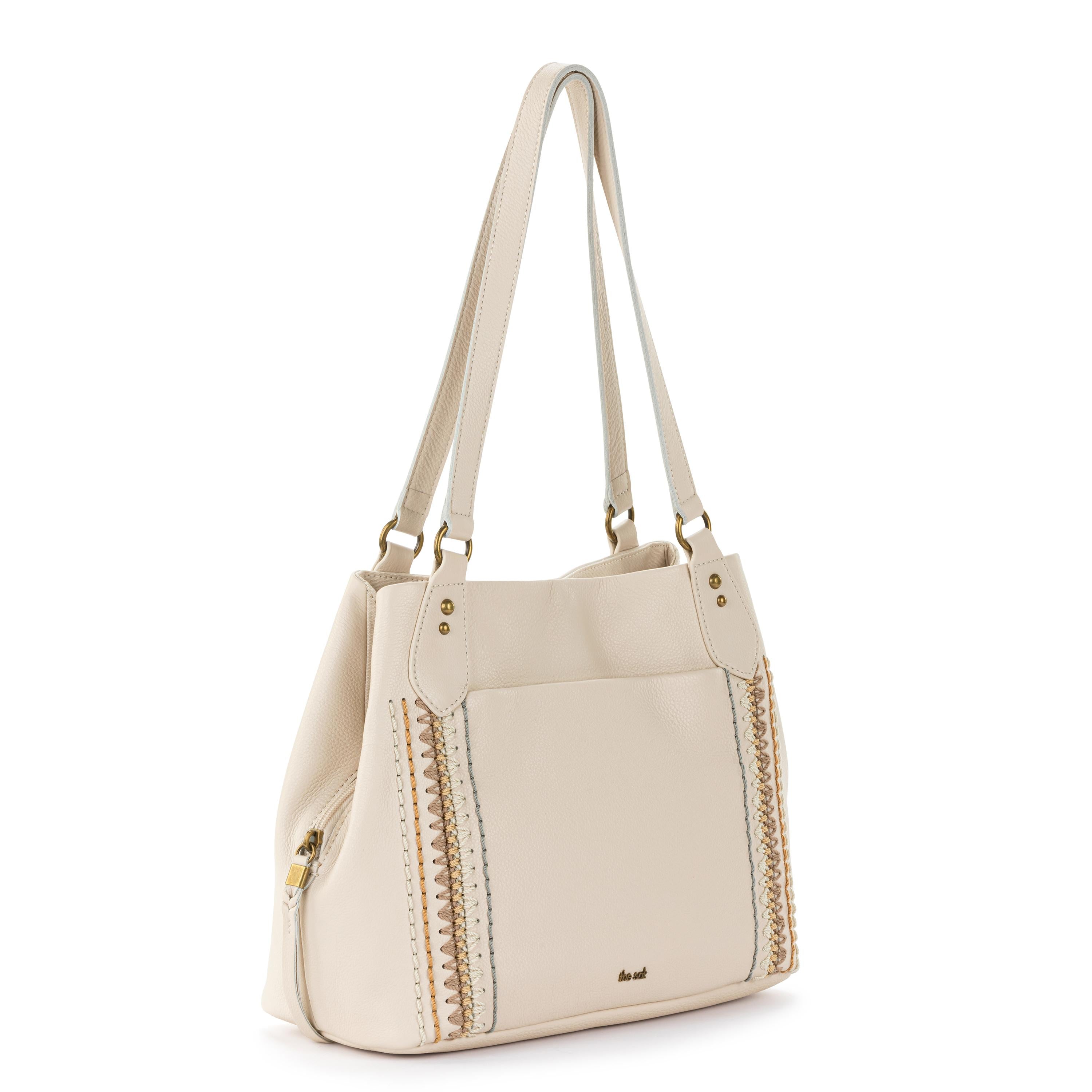 Melrose Satchel Genuine Leather Handbag in Stone Neutral - Stylish Crossbody Purse for Women, Perfect for Work, Travel & Everyday Use
