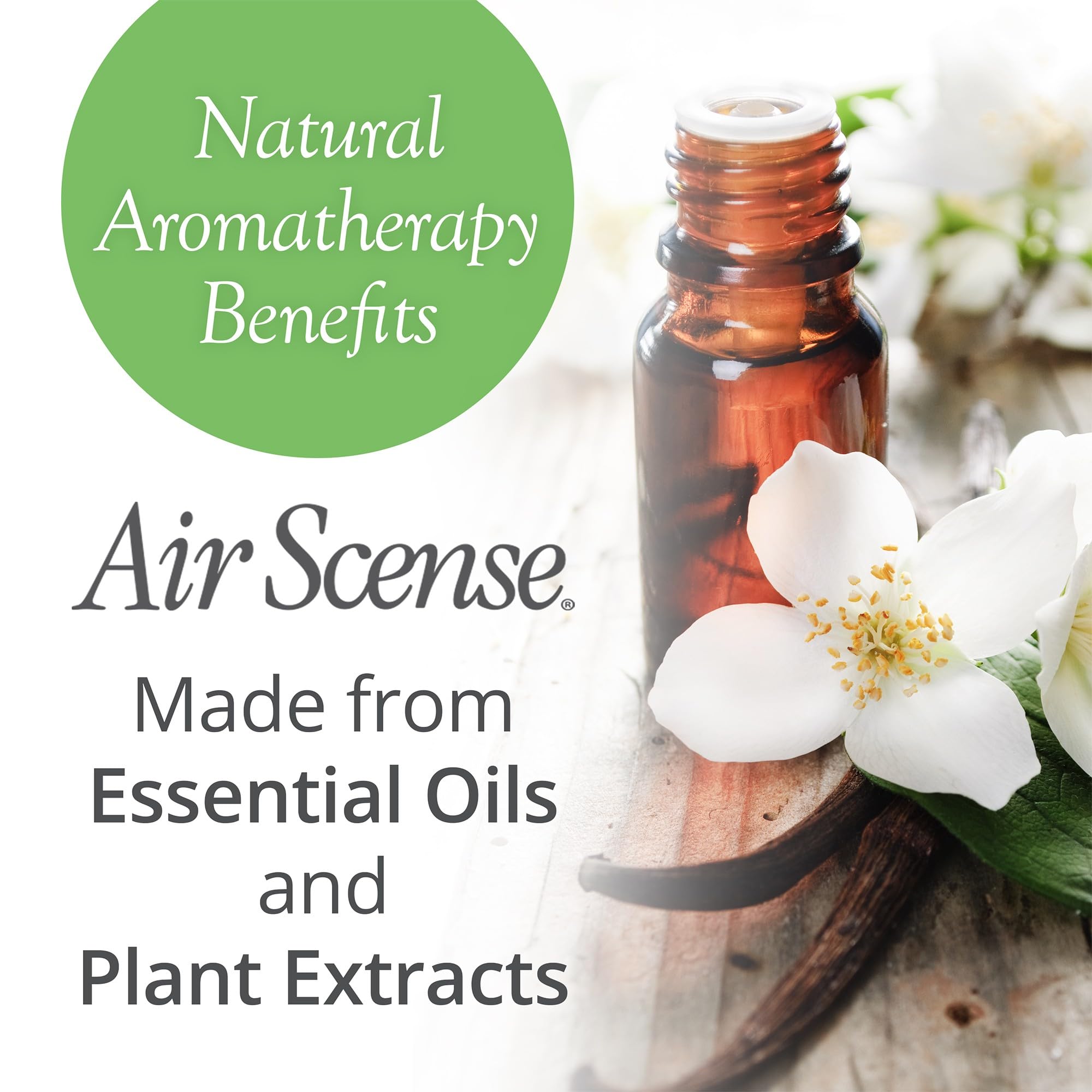 Air Scense Natural Vanilla Essential Oil Air Freshener & Deodorizer Spray - 7 fl oz (4-Pack) for Bathroom, Home, Office & Car - Eliminates Odors & Freshens Air Instantly