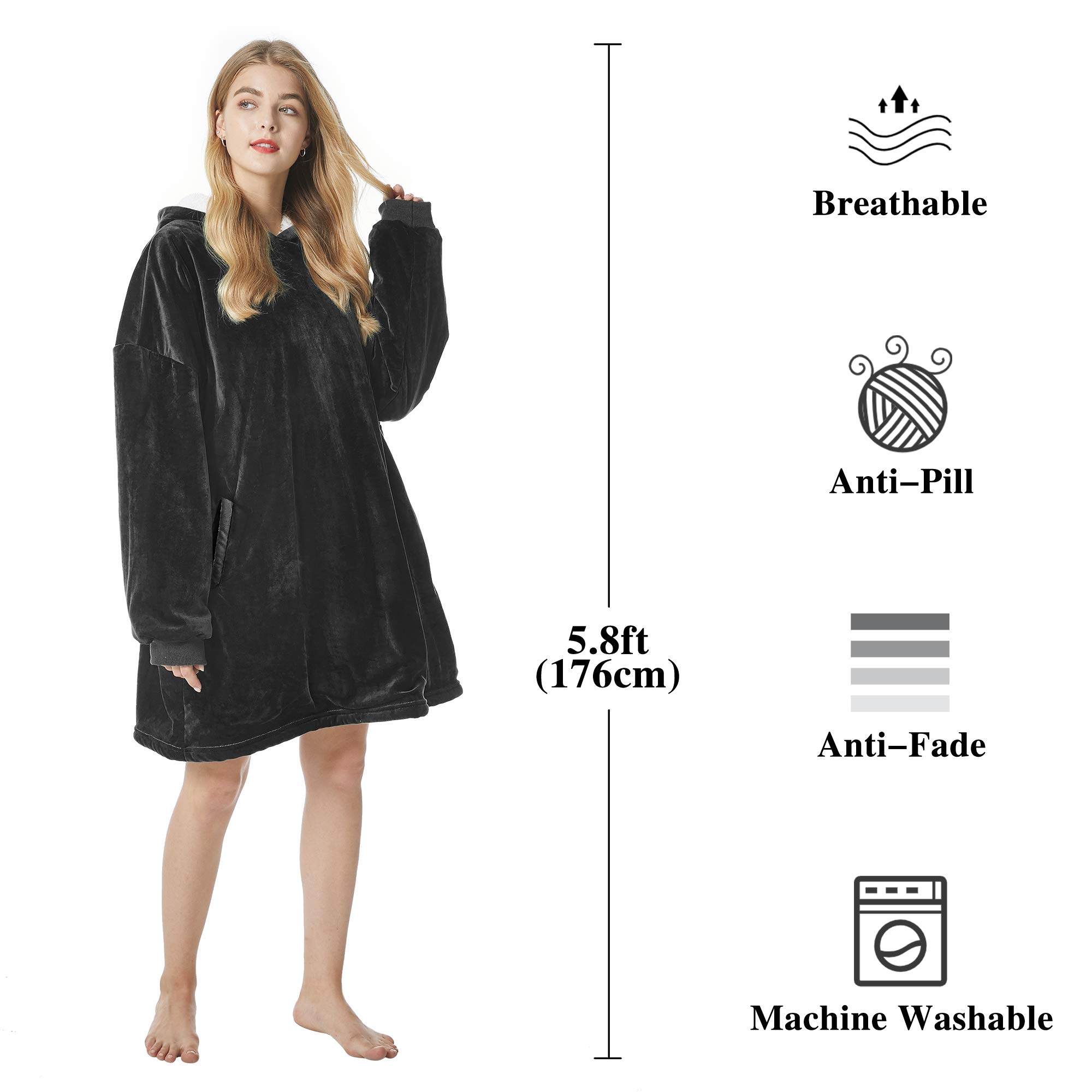 Felicigeely Oversized Wearable Blanket Hoodie for Adults - Warm Cozy Thick Fleece Hooded Sweatshirt with Pockets & Sleeves - Perfect Gift for Women, Men, Mom & Girls - Ideal for Lounging, Netflix Nights & Winter Comfort