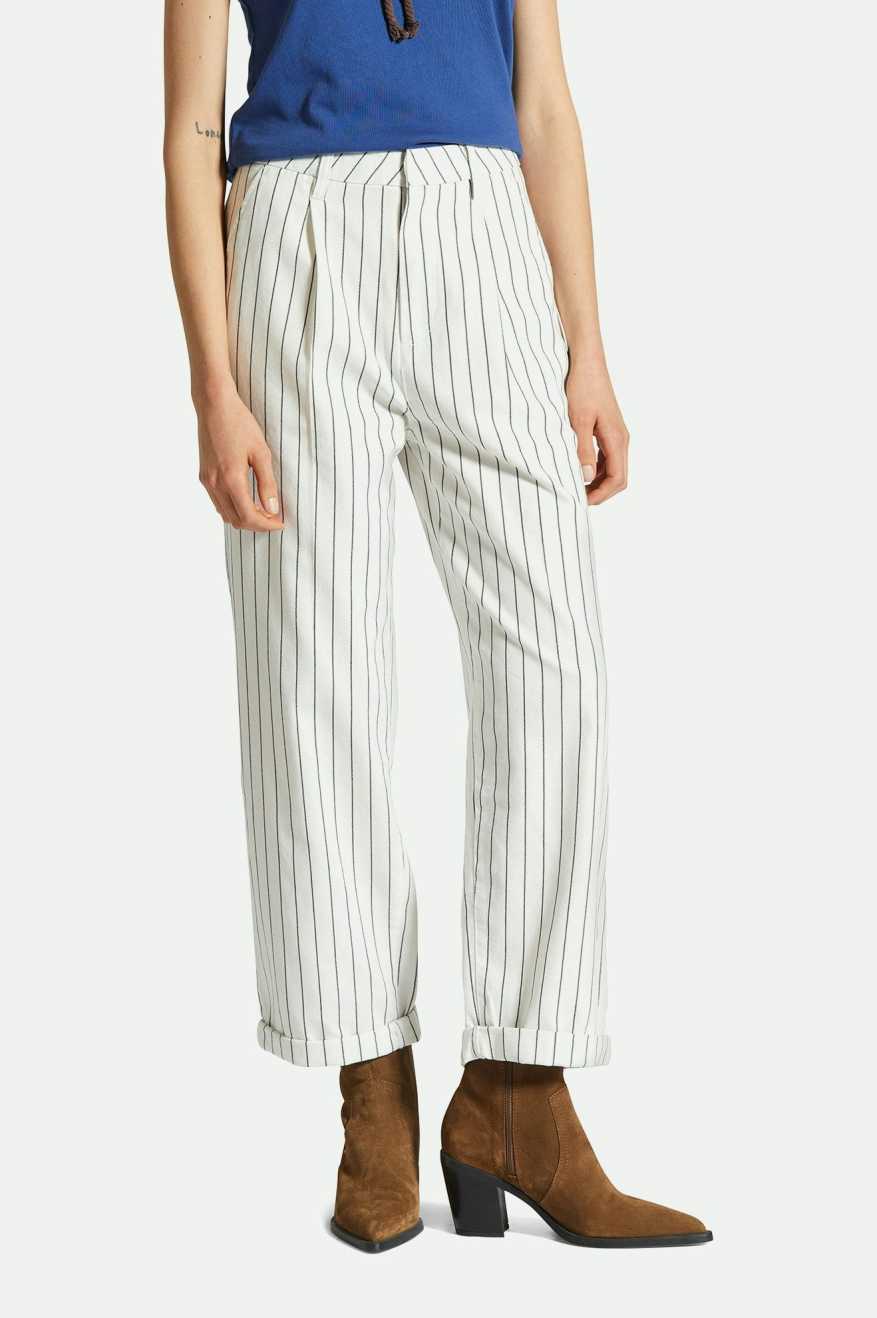 Victory Trouser Pants for Men - Casual Slim Fit Off White & Black - Perfect for Office, Travel & Everyday Wear