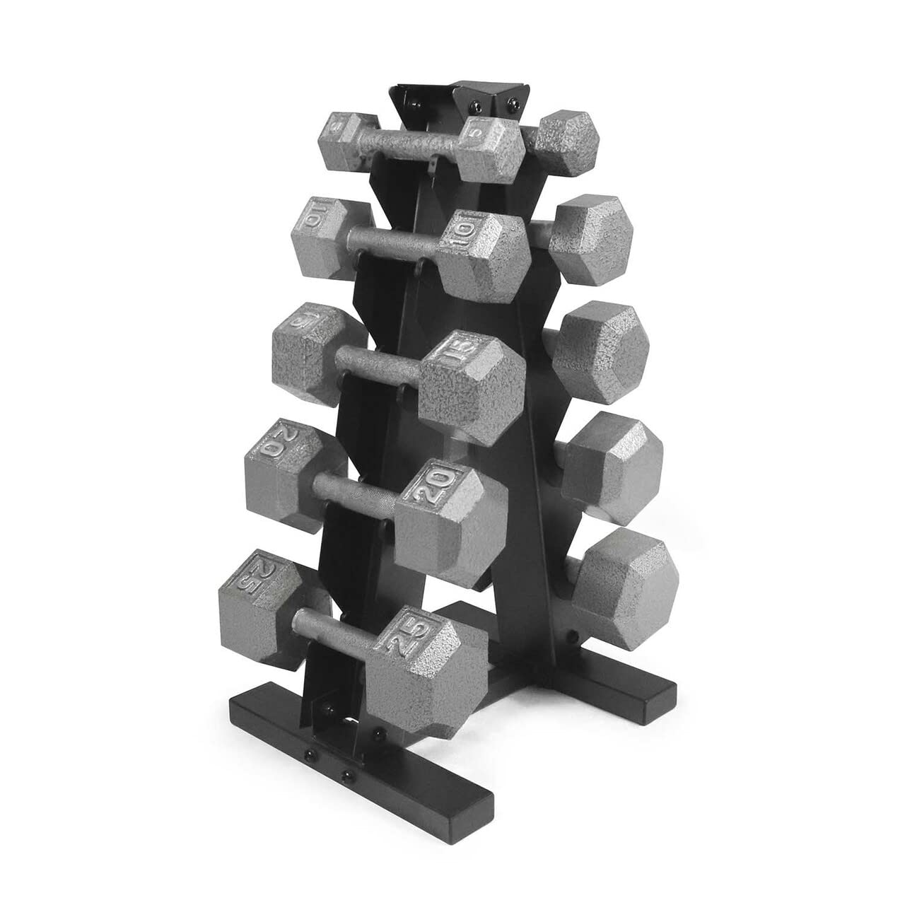 CAPHAUS Cast Iron Solid Hexagon Grey Dumbbell Set - Strength Training Free Weights for Women & Men | Hand Weights with Optional Rack | Perfect for Home Gym, CrossFit & Weightlifting Workouts