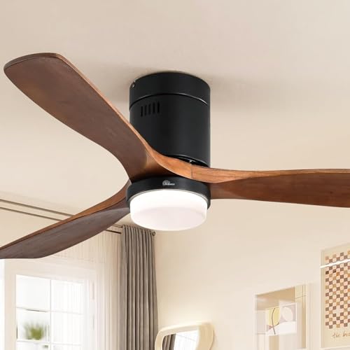 Flush Mount+Walnut blades+Matte Black body
