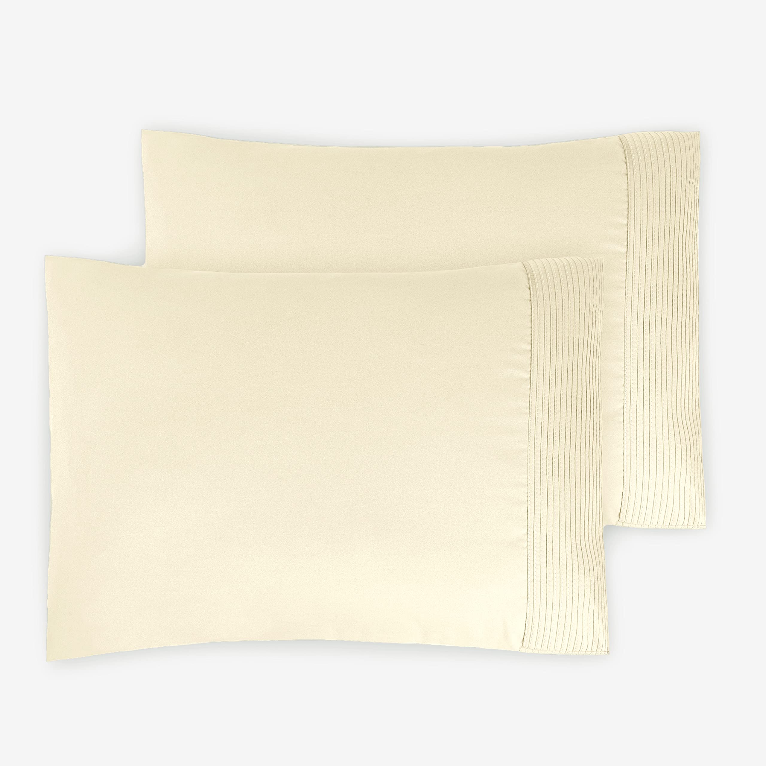 Southshore Fine Linens® Extra Deep Pocket Pleated King Sheet Set - 2 Pillowcases Only, Off White | Luxury Bedding for King Size Beds, Hotel Style Comfort, Wrinkle Resistant