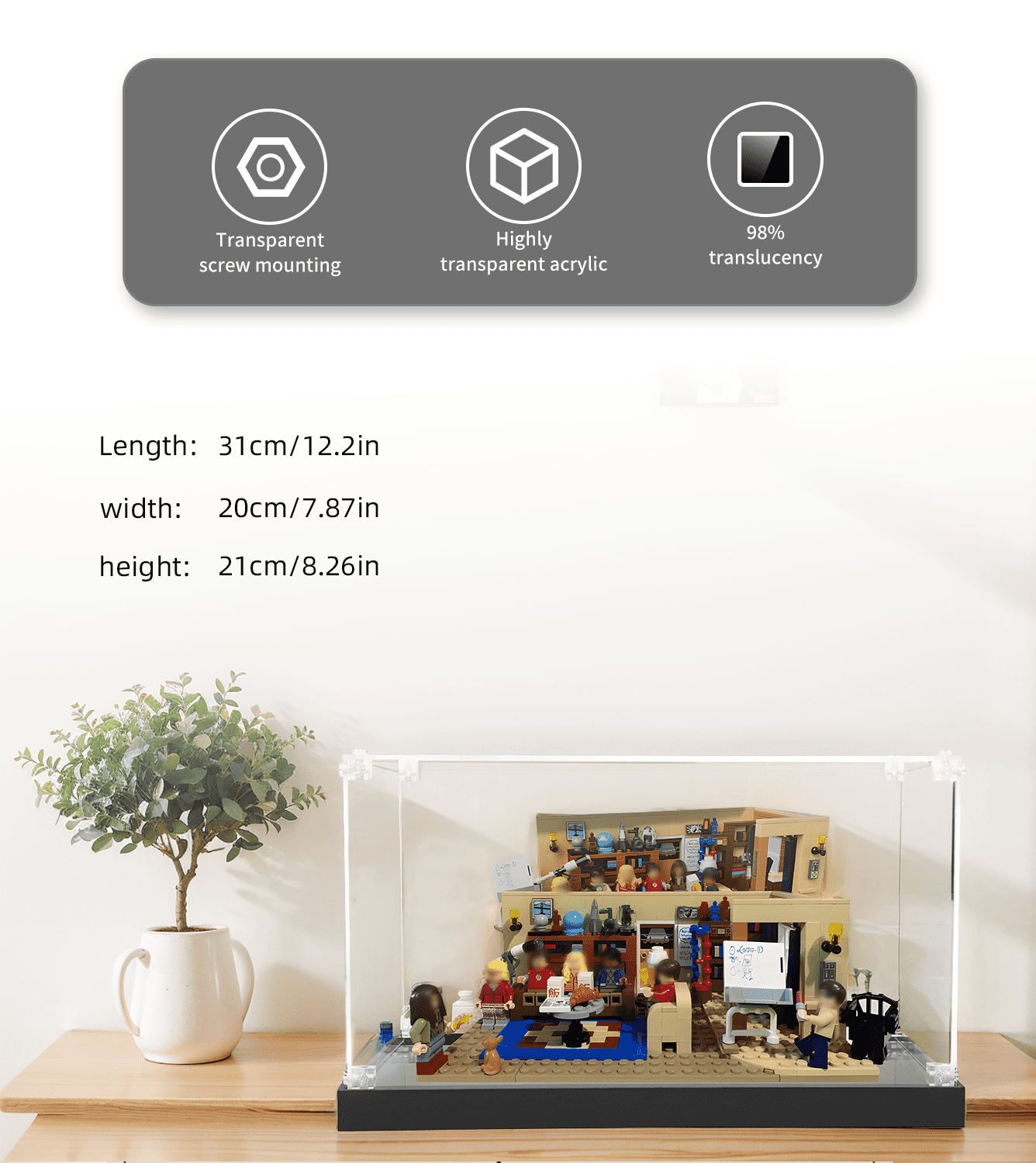 LEGO Ideas The Big Bang Theory 21302 Display Case - Premium Acrylic Showcase for Collectible LEGO Sets - Perfect for Home Decor, Office Display & Gift for TV Show Fans