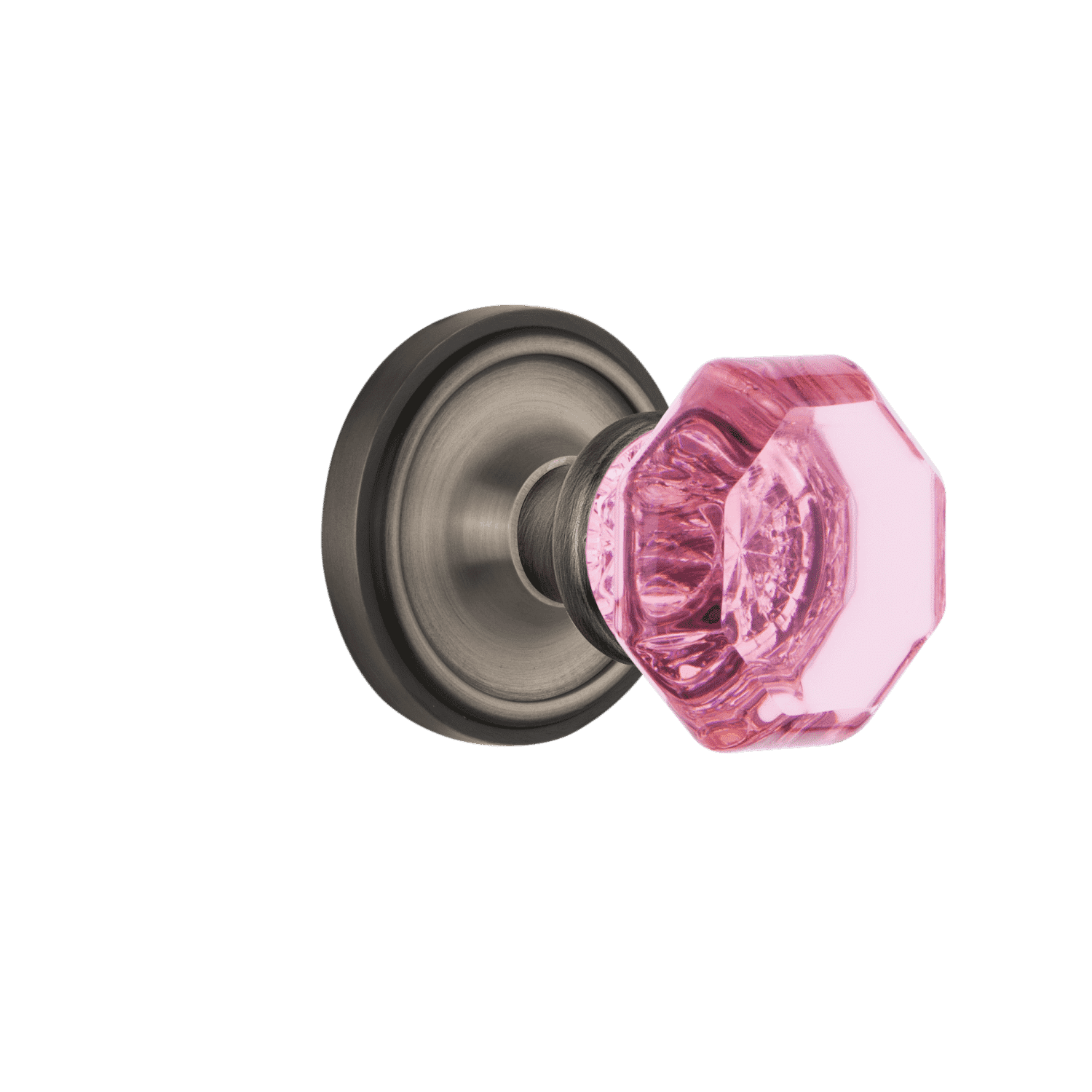 Vintage Antique Pewter Pink Waldorf Knob Classic Rosette - Elegant Cabinet & Drawer Hardware for Home Decor