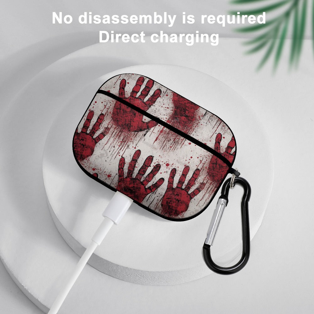 Bloody Hand Print Apple AirPods Pro Case Cover - Horror Halloween Protective Skin for AirPods Pro (2019-2023) - Perfect for Cosplay, Haunted Houses & Scary Movie Nights