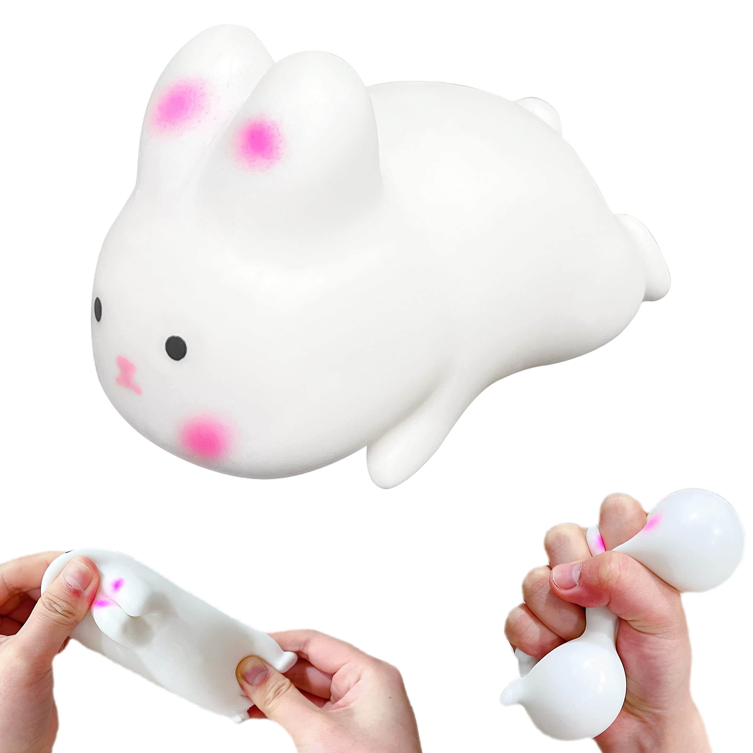 Cute Rabbit Stress Relief Ball for Kids & Adults - Soft Squishy Sensory Fidget Toy for Anxiety, Autism, ADD, ADHD - Easter Basket Stuffers, Office Desk Toys & Classroom Focus Tools
