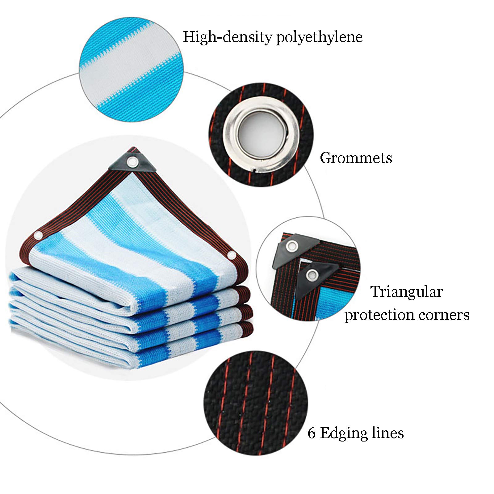 90% UV Block Shade Cloth - Sun Protection Mesh Tarp for Garden, Greenhouse, Patio & Lawn - Blue & White Customizable Cover (57m/16.4x22.97ft) - Easy to Install for Flowers, Plants & Outdoor Spaces