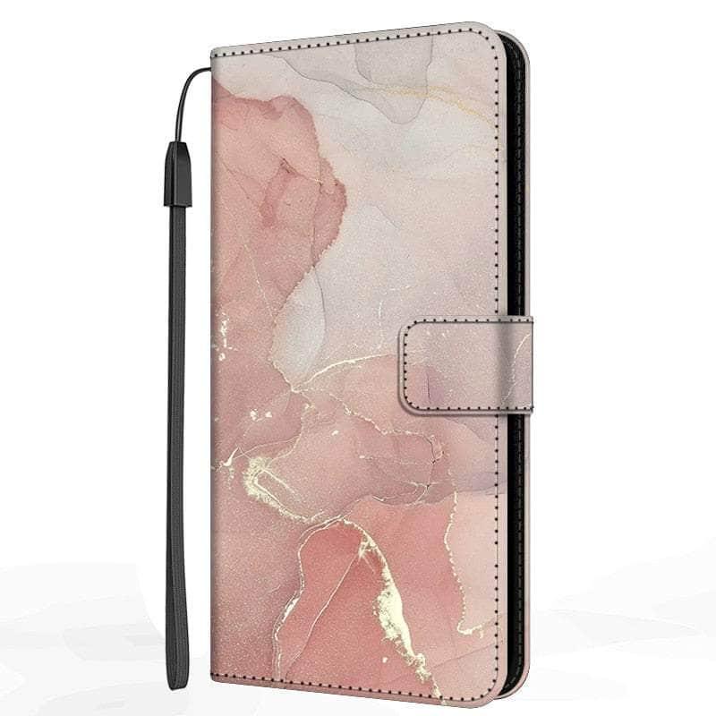 Samsung Galaxy A14 Phone Case - Premium Marble Leather Cover with Shockproof Protection for Daily Use, Work & Travel