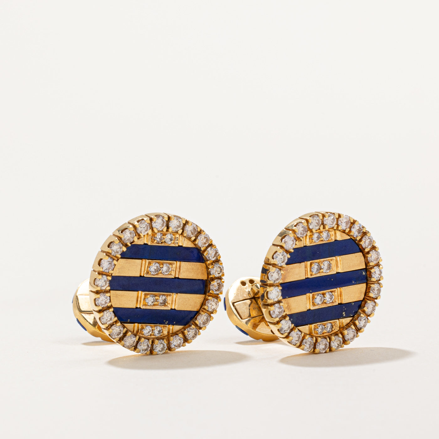 Lapis Lazuli & Diamond Cufflinks for Men - 1.60ctw & 2.00ctw Genuine Stone & Diamond Elegant Dress Accessories - Perfect for Weddings, Business Meetings & Formal Events
