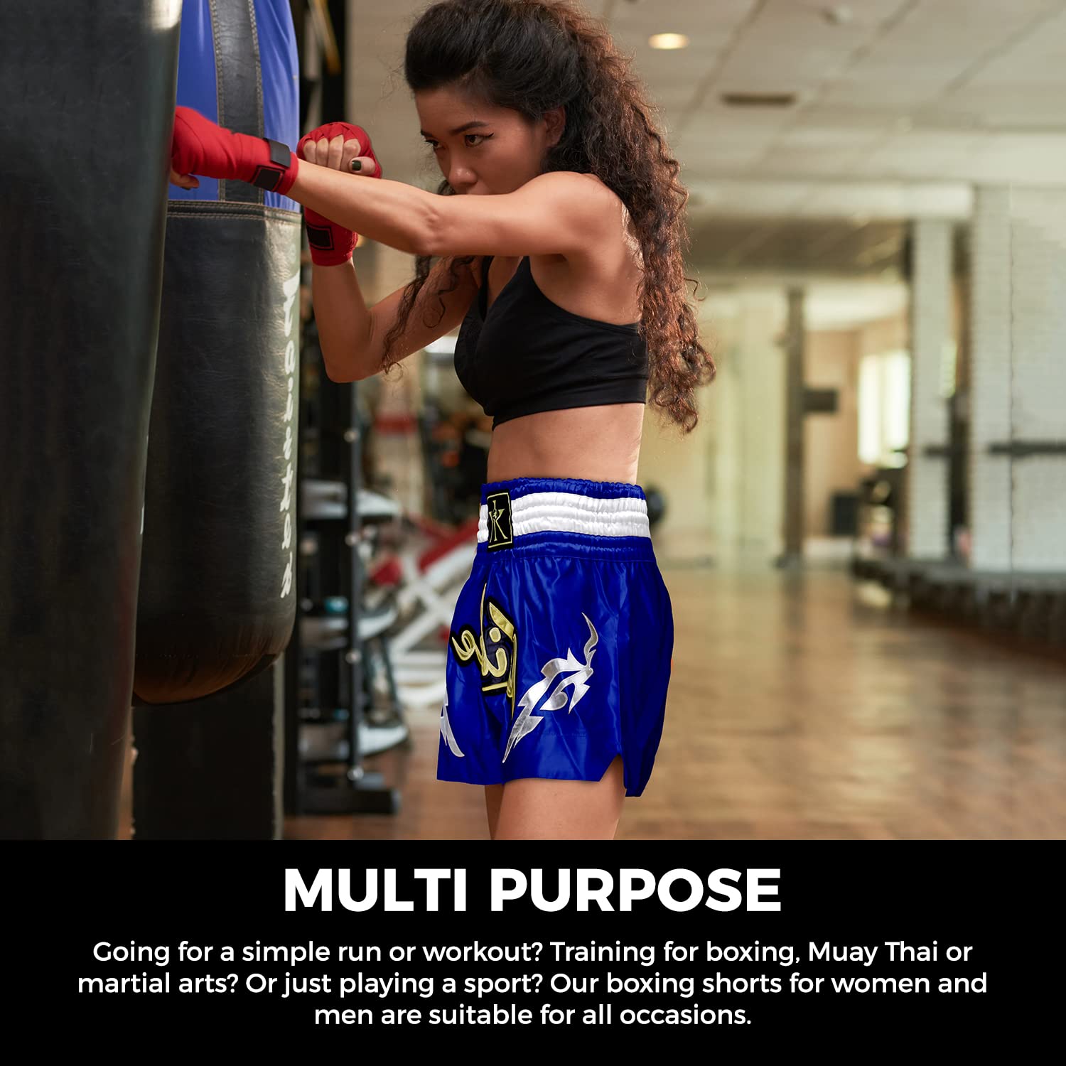 KIKEE Muay Thai Shorts for Men & Women - MMA Kickboxing Training Shorts for Gym, Martial Arts & Fitness - Breathable 100% Polyester, Lightweight & Durable - Machine Washable - White, X-Large - Perfect for Muay Thai, Kickboxing, MMA Training & Workouts