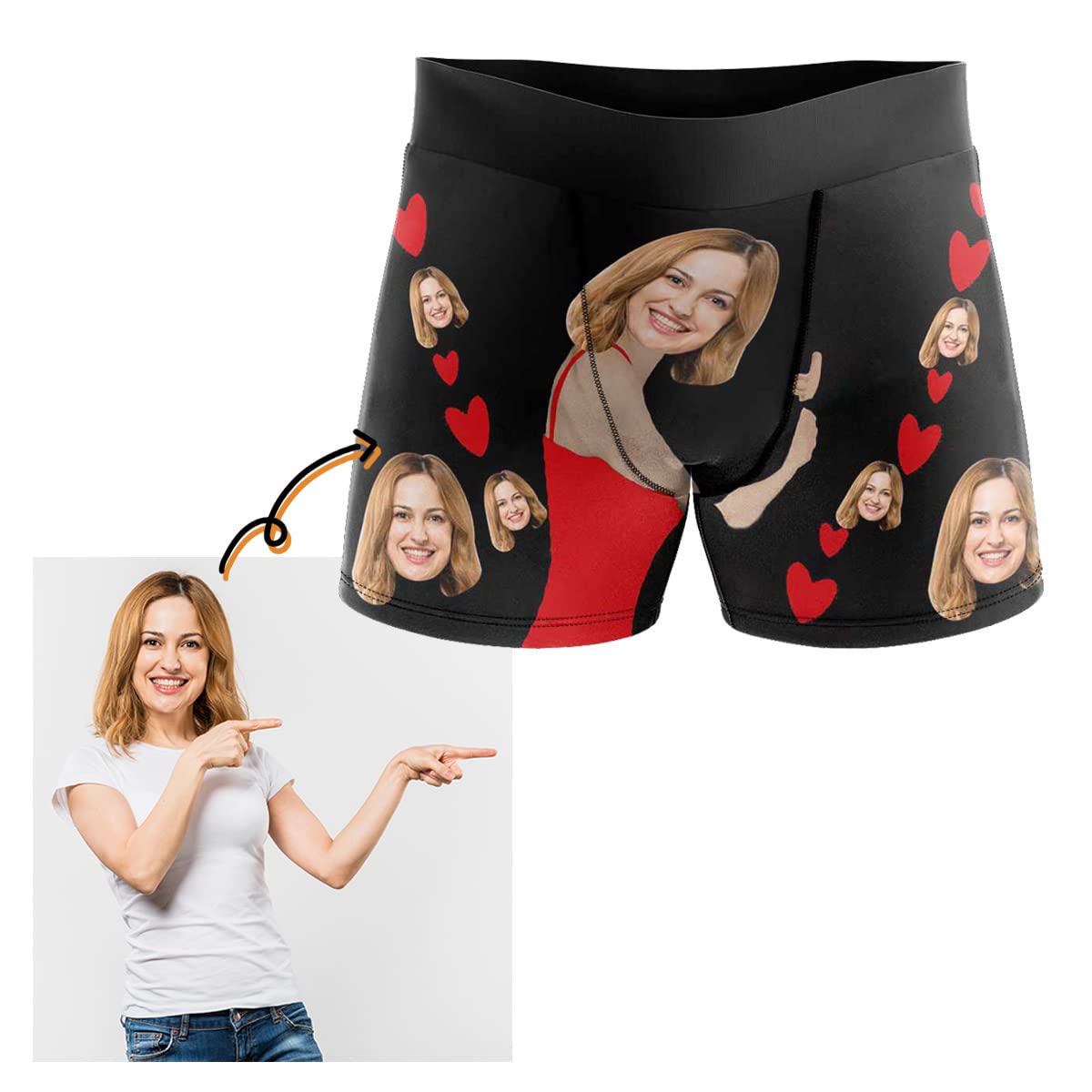Customized Boxer Briefs for Men - Personalized Funny Wife Face Underwear - Unique Gag Gift for Husband - Comfortable & Breathable - Perfect for Anniversaries, Birthdays & Valentine's Day Gifts