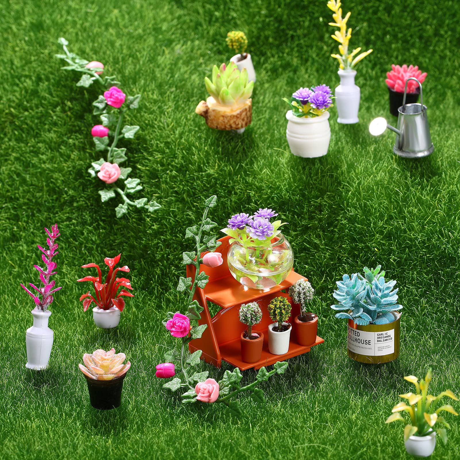 26-Piece Miniature Dollhouse Plants - Tiny Fake Bonsai & Potted Flower Models - Vibrant Mini Greenery Decor for Dollhouse, DIY Scenes & Model Train Sets - Perfect for Kids Room Decor, Birthday Gifts & Creative Play