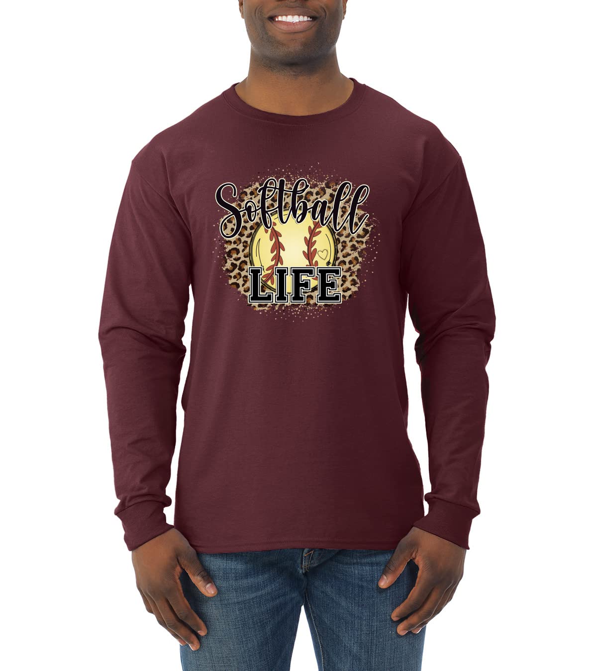 Wild Bobby Softball Life Animal Print Long Sleeve Shirt for Women & Men - Perfect for Baseball, Softball Games & Casual Wear