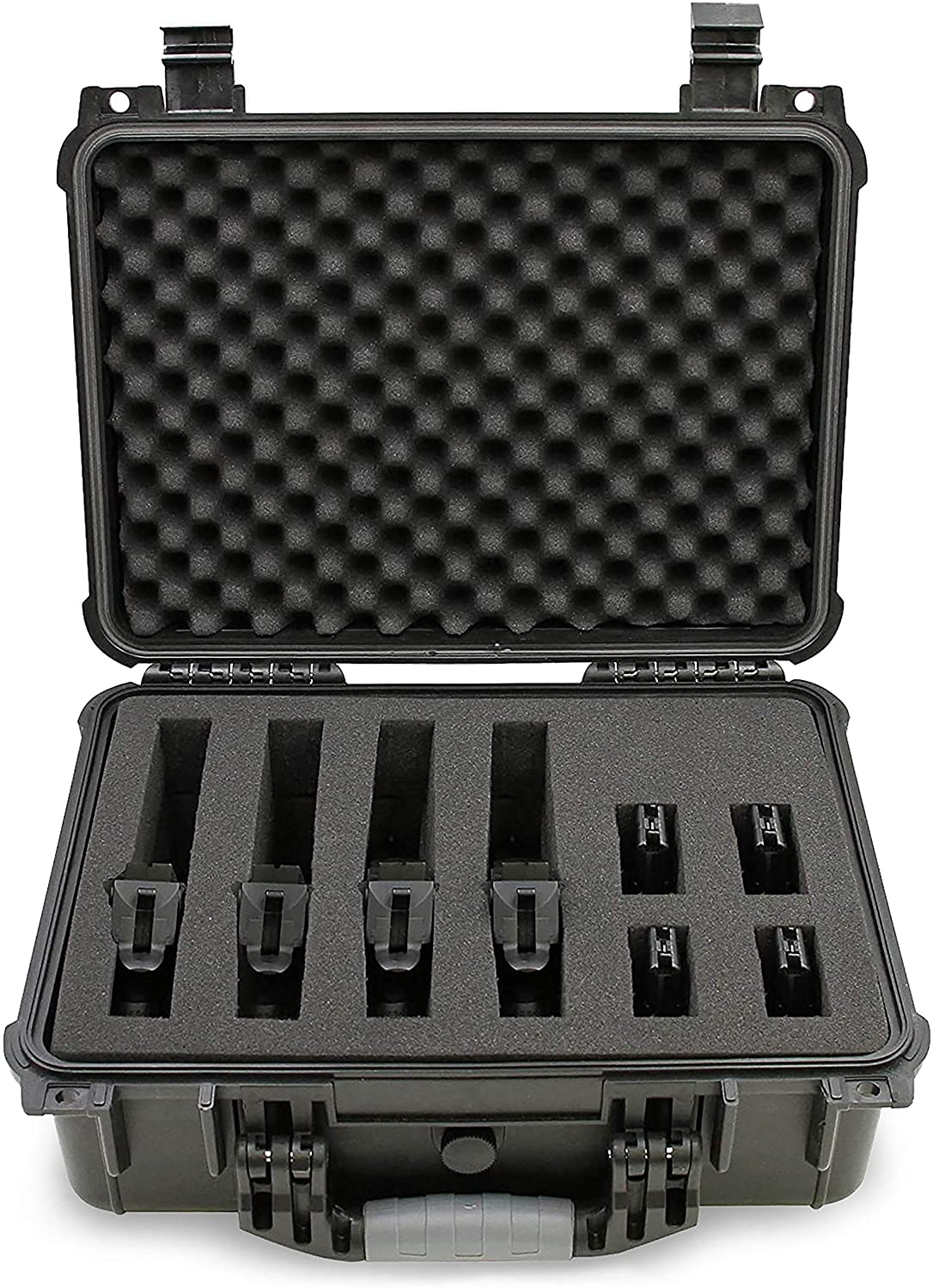 CASEMATIX 16 Customizable 4 Pistol Waterproof Shockproof Hard Gun Case with 2 Layer Foam for Pistols & Magazines - Perfect for Range, Travel & Secure Storage