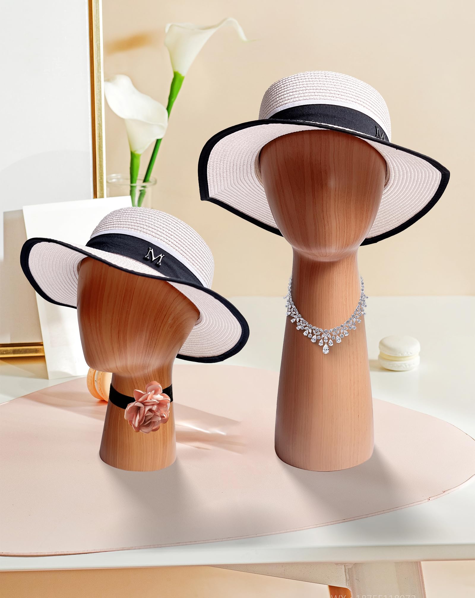 CHADWICK Imitation Wood Mannequin Head - Wig & Hat Display Stand for Salons, Photography & Home Decor - Durable GFRP Material for Long-Lasting Use - Perfect for Styling Wigs, Hats & Fashion Accessories