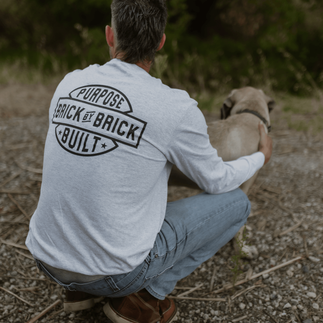Brick By Brick Long Sleeve T-Shirt for Men & Women - Comfortable Ash Gray Casual Shirt - Perfect for Everyday Wear, Outdoor Activities & Layering