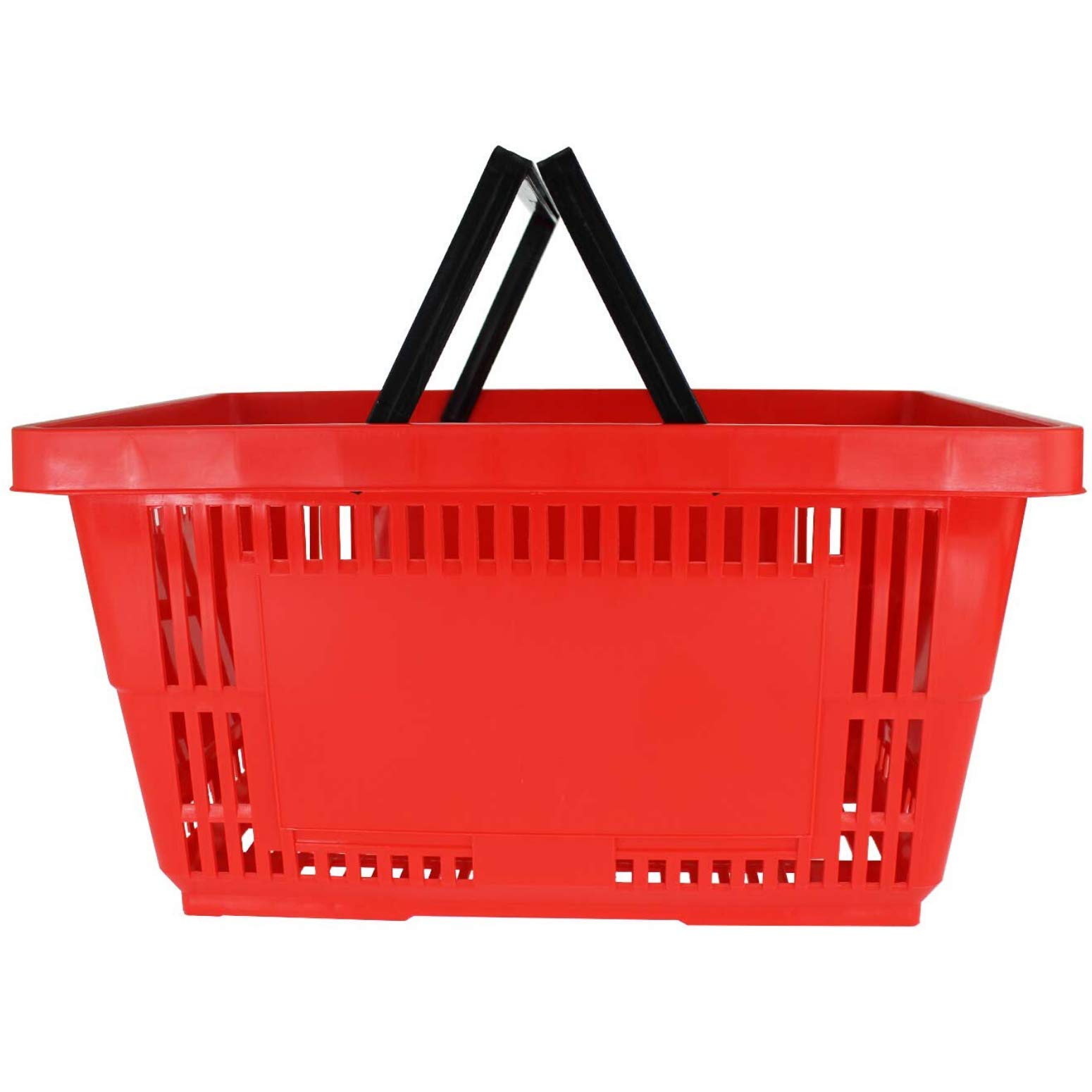 Eco-Friendly Reusable Plastic Shopping Basket with Handle - Red Retail Store & Grocery Basket - Durable Alternative to Paper & Plastic Bags - Perfect for Supermarkets, Farmers Markets & Home Organization