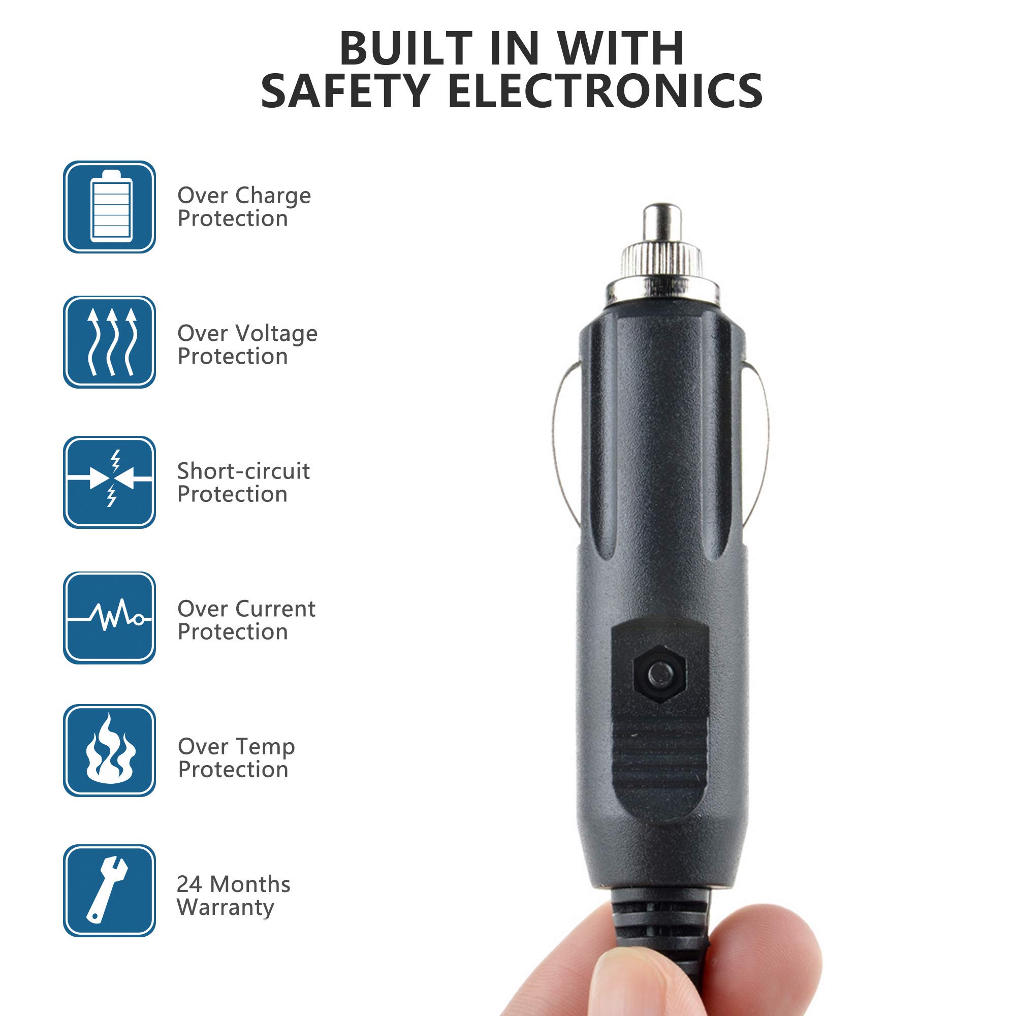 iKANOO BT009 Car DC Adapter - 12V Cigarette Lighter Power Cord for Wireless Bluetooth Radio Alarm Clock & Portable Speaker | Perfect for Vehicles, Boats, RVs & Campers | Fast Charging Power Supply Cable