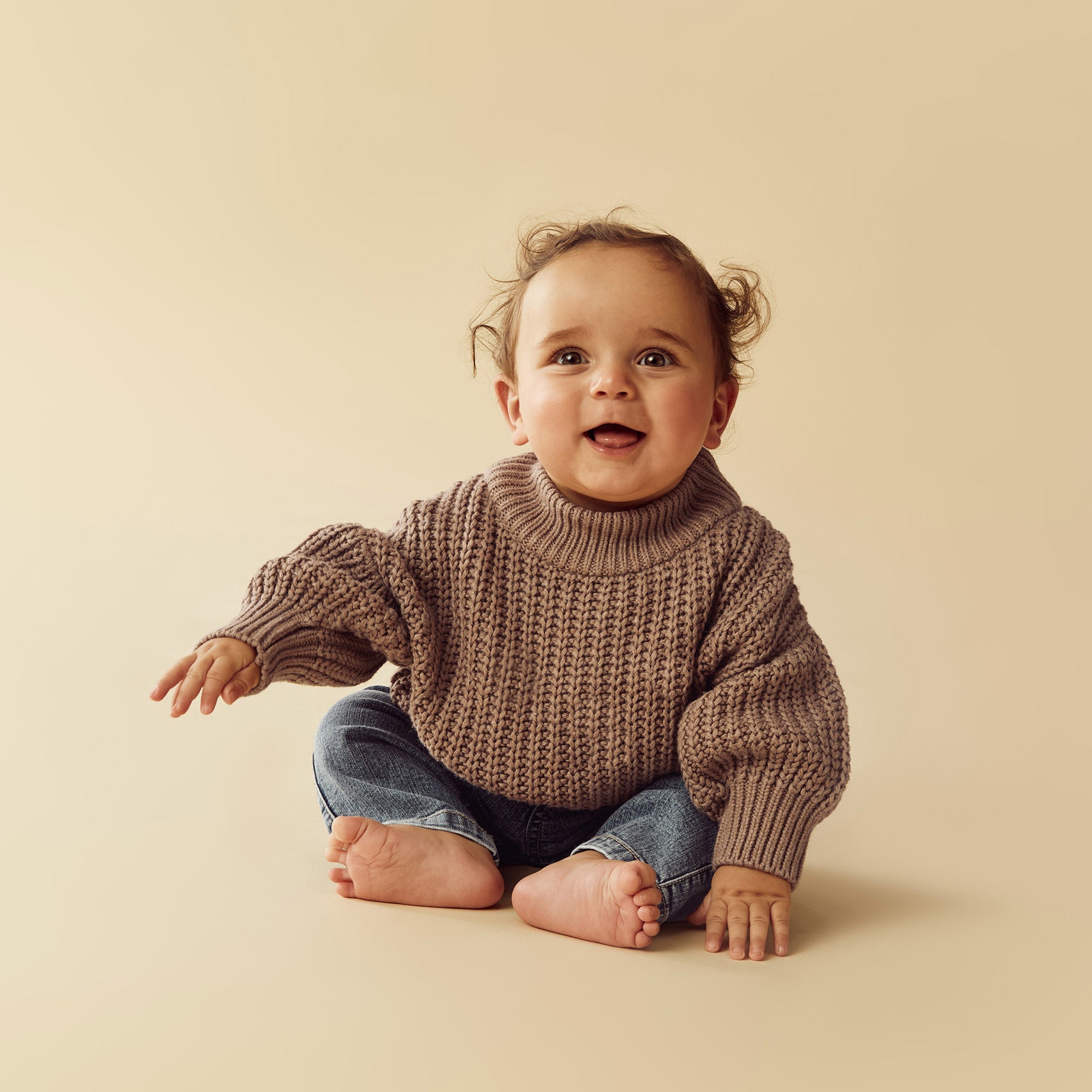 Organic Cotton Knitted Jumper with Cocoa Speckle Design - Cozy Winter Sweater for Women | Perfect for Casual Outfits, Office Wear & Holiday Gatherings