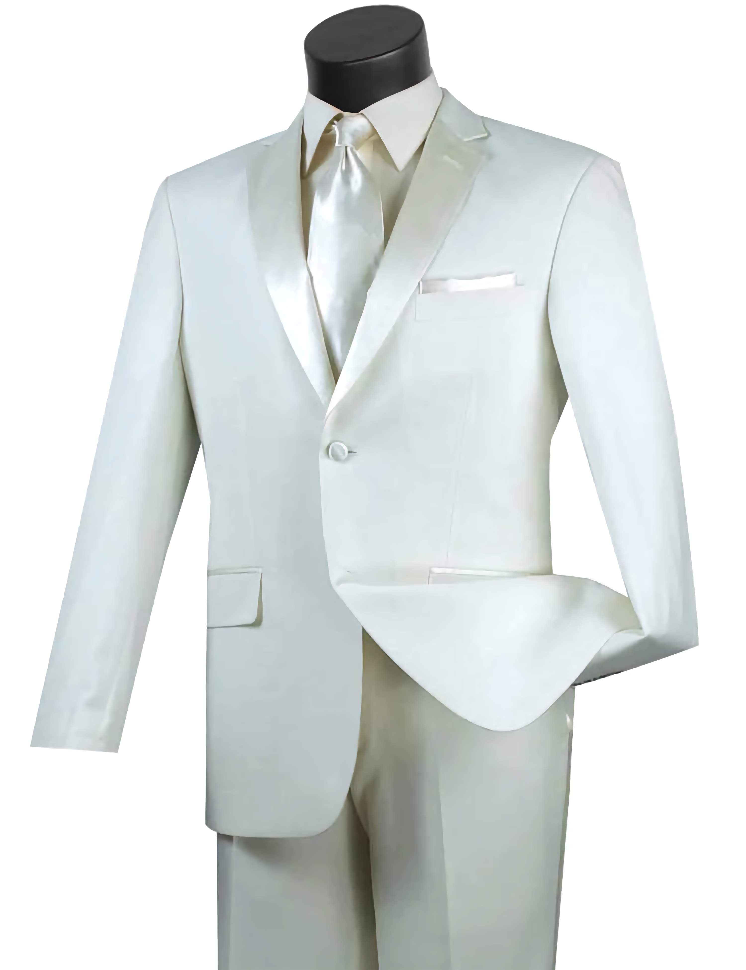Slim Fit Ivory Tuxedo Suit 2-Piece Set with 2 Buttons - Perfect for Weddings, Prom & Formal Events