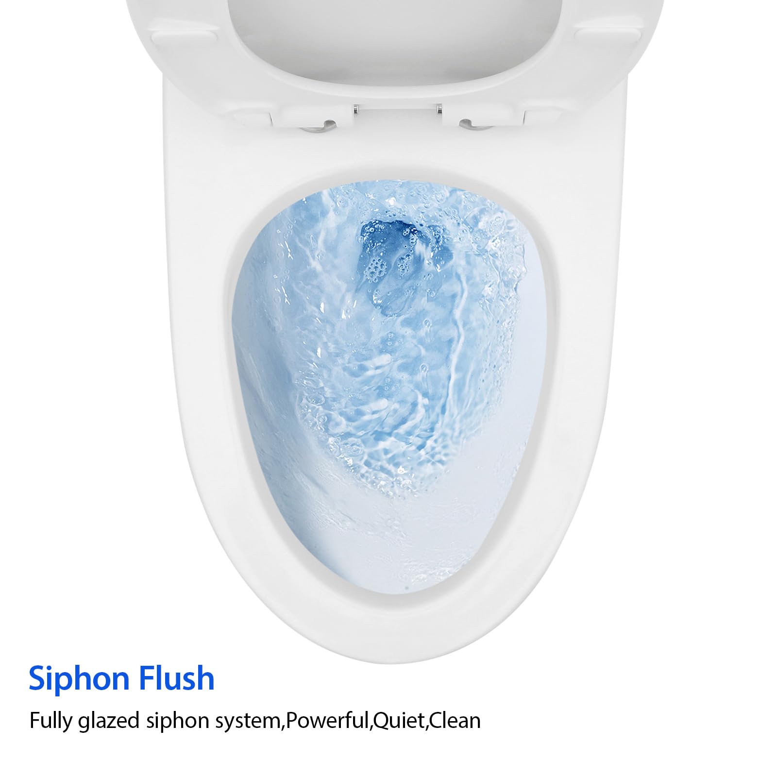 Modern White Ceramic One Piece Toilet - Comfort Height Elongated Round Bowl, Single Flush, 12