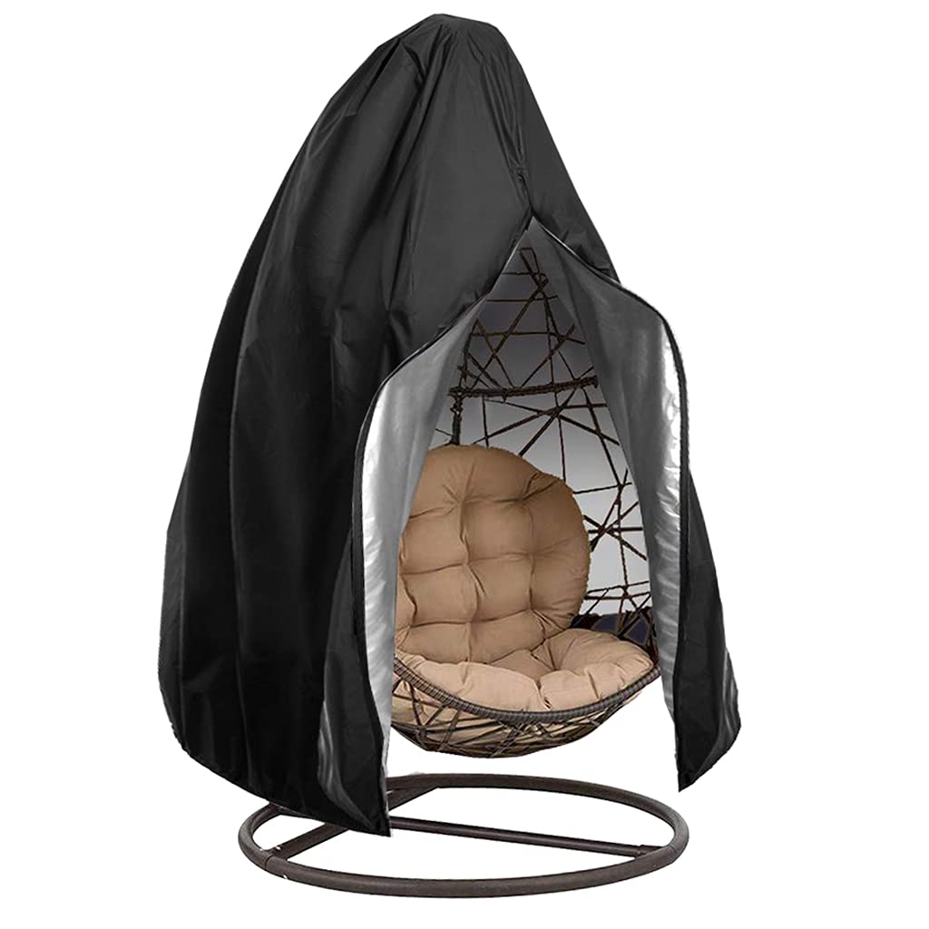 Waterproof Dustproof Outdoor Hanging Egg Chair Cover with Zipper - Patio Garden Rattan Swing Furniture Protector & Storage Bag for Courtyard, Backyard, and Balcony Use
