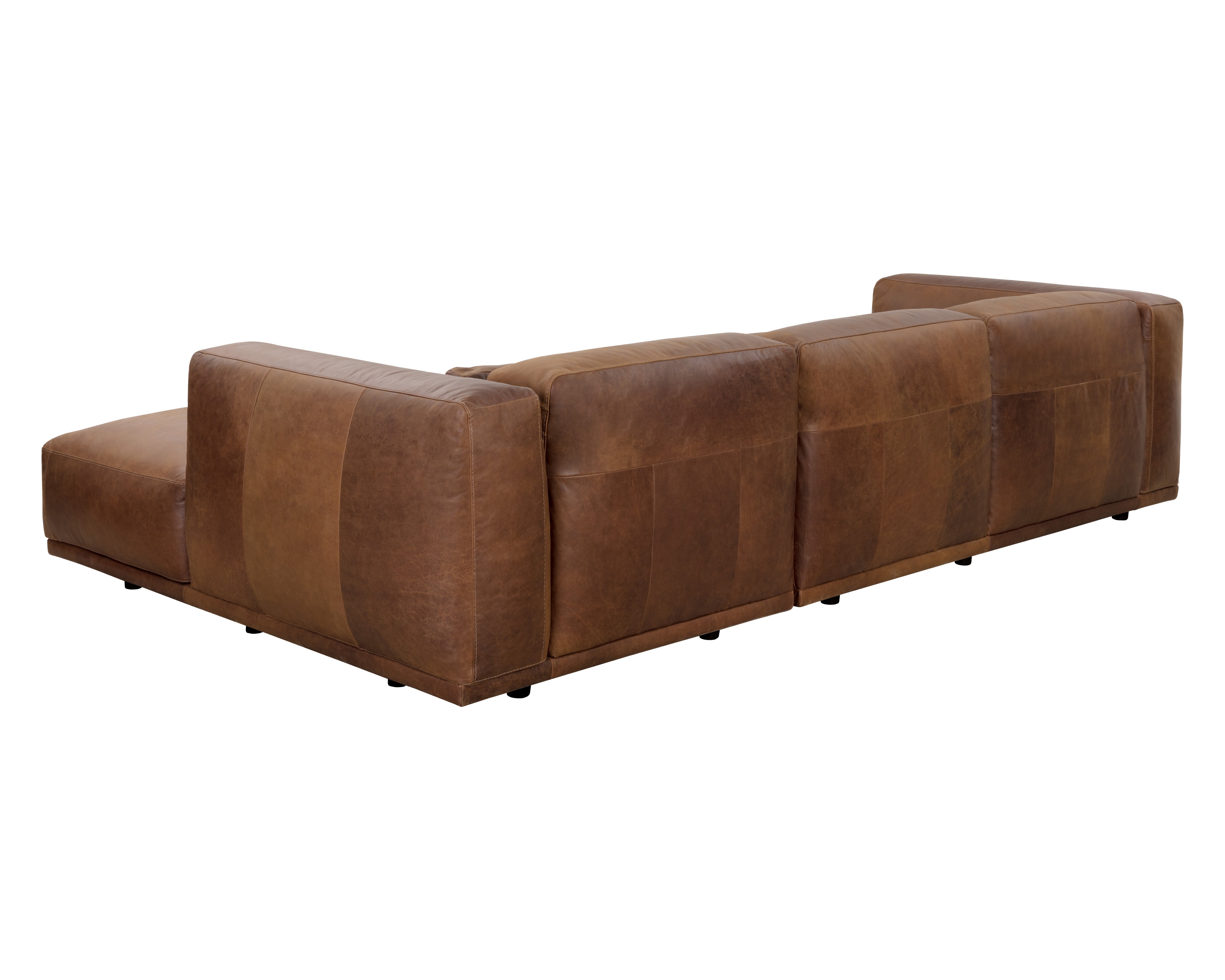 Beau Sofa Chaise Raf Lucia in Premium Tobacco Leather - Modern Sectional Sofa for Living Room, Lounge & Home Theater
