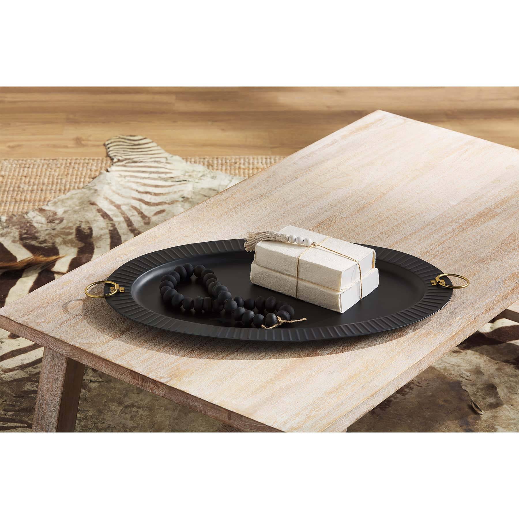 Black Mud Pie Tin Oval Tray 17